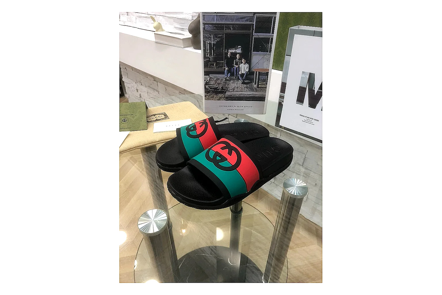 kakoqclab.com Gucci Web Slide Black Green Red QC photo checklist six-photo gallery thumbnail 3