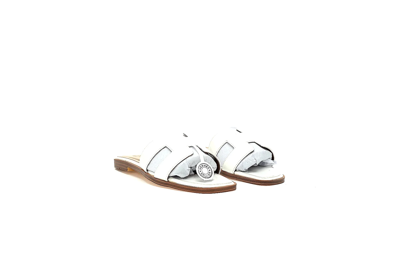 kakoqclab.com Hermes Oran White Slide 3953 white-brown slide image thumbnail 4