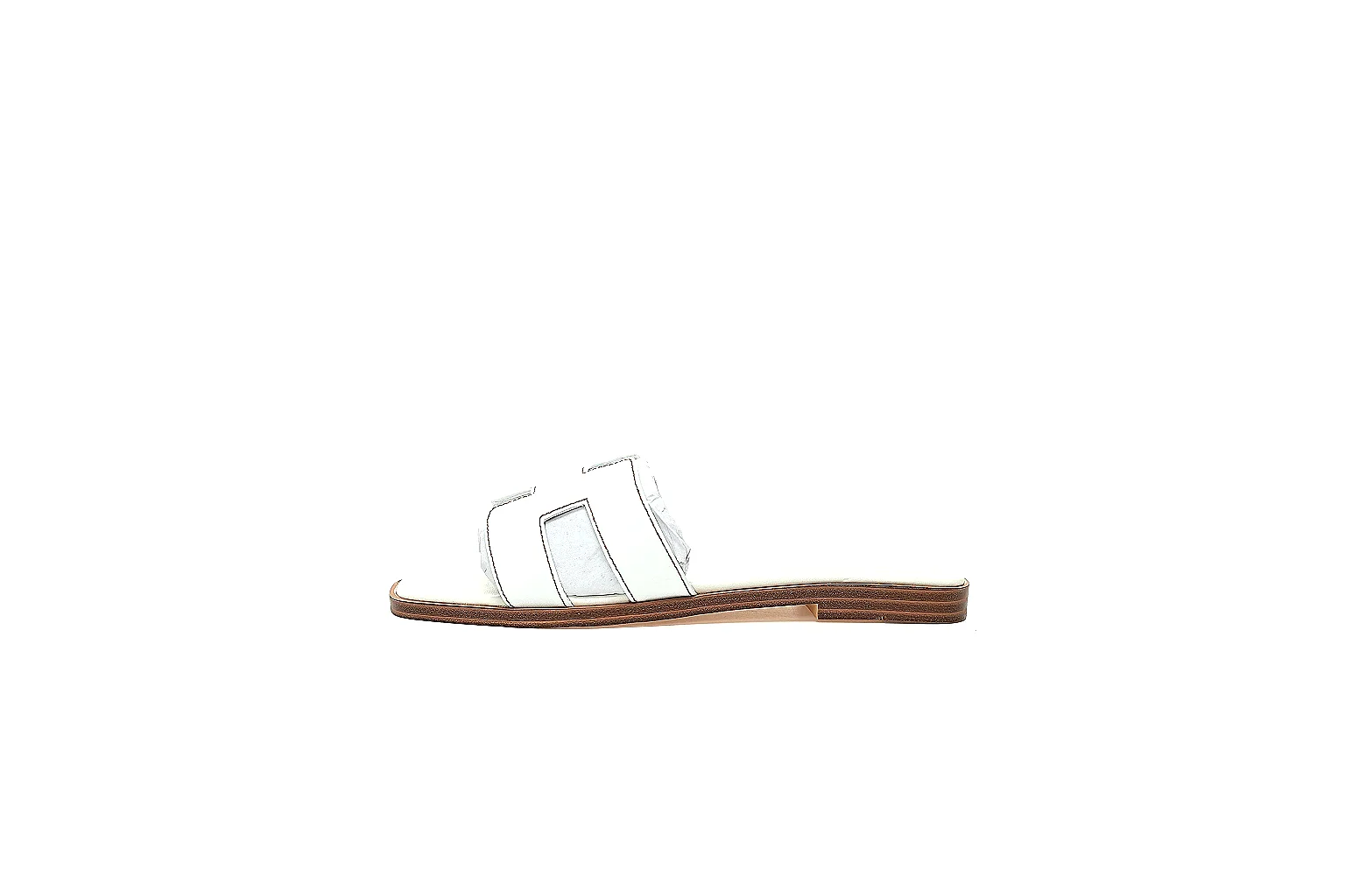 kakoqclab.com Hermes Oran White Slide Pair 3988 white-brown slide image thumbnail 2