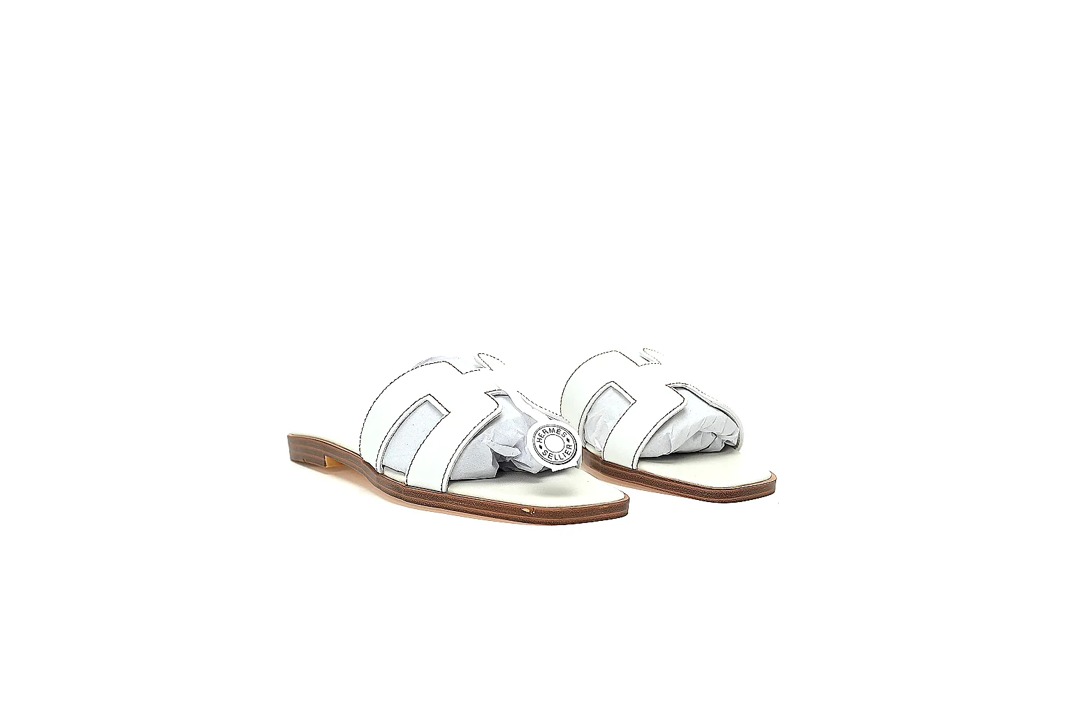 kakoqclab.com Hermes Oran White Slide Pair 3988 white-brown slide image thumbnail 4