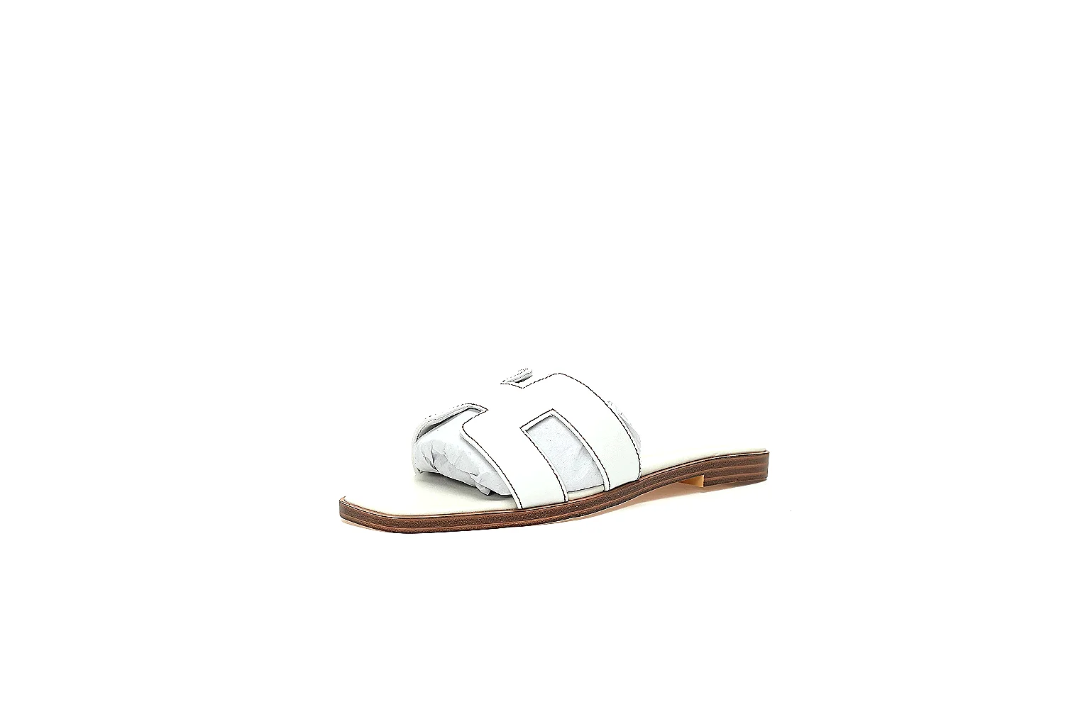 kakoqclab.com Hermes Oran White Slide Pair 3988 white-brown slide image thumbnail 5