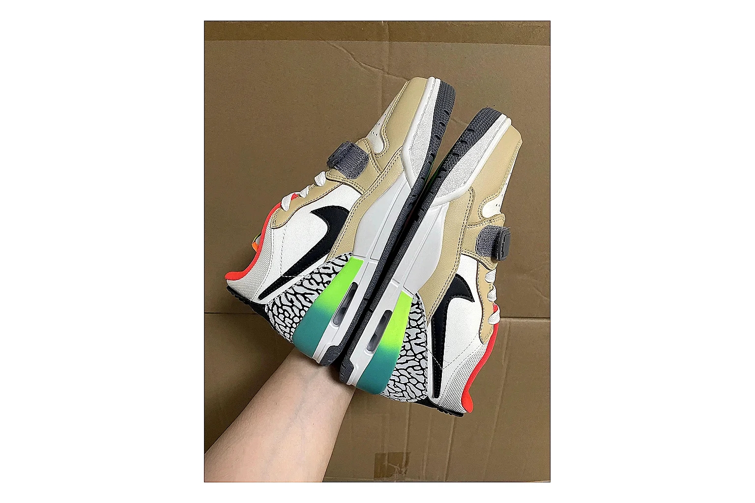 Jordan Air Jordan White Green Red QC reference photo showing white leather court upper, green and red accents, low basketball-retro shape, and classic sole thumbnail 2
