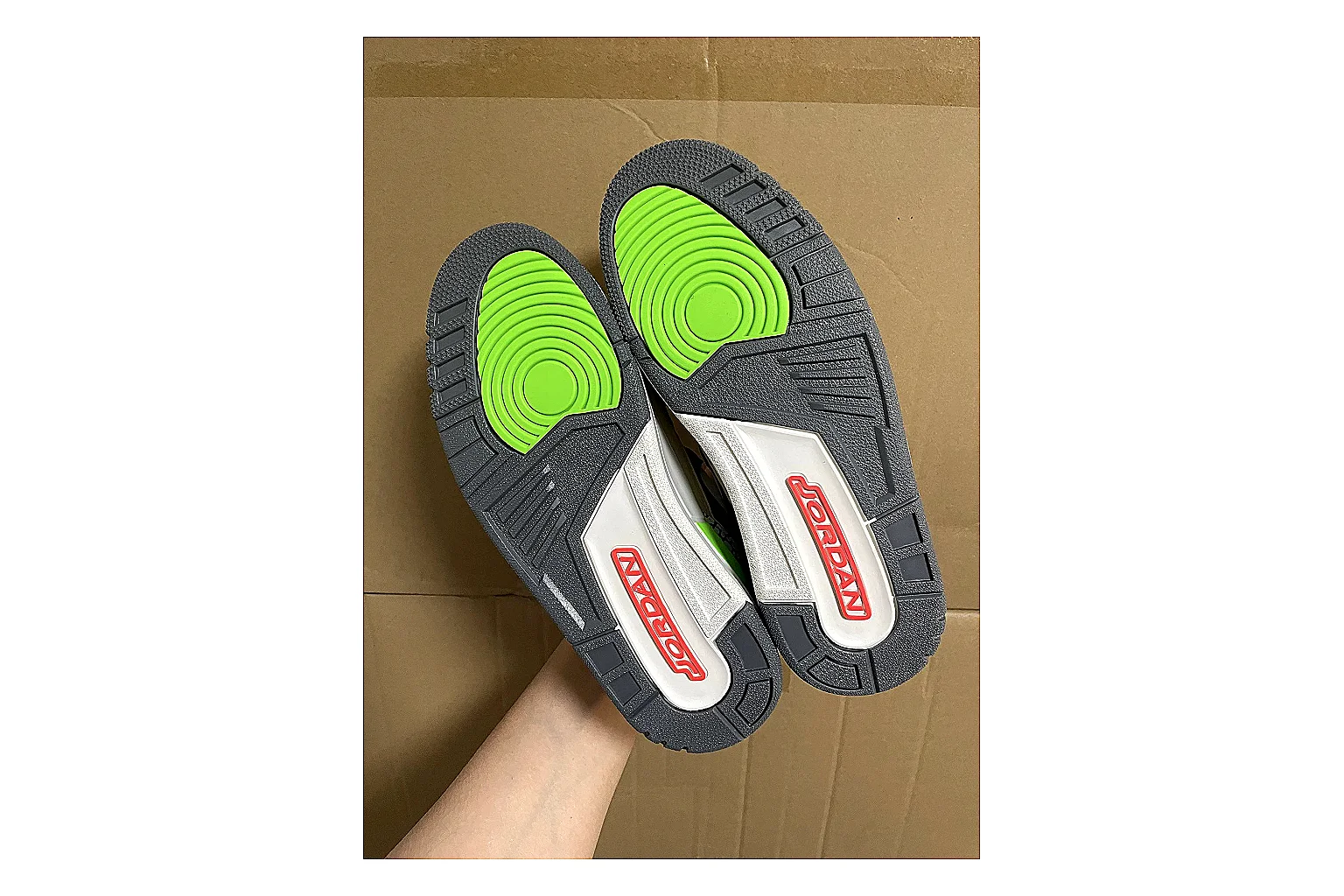Jordan Air Jordan White Green Red QC reference photo showing white leather court upper, green and red accents, low basketball-retro shape, and classic sole thumbnail 4