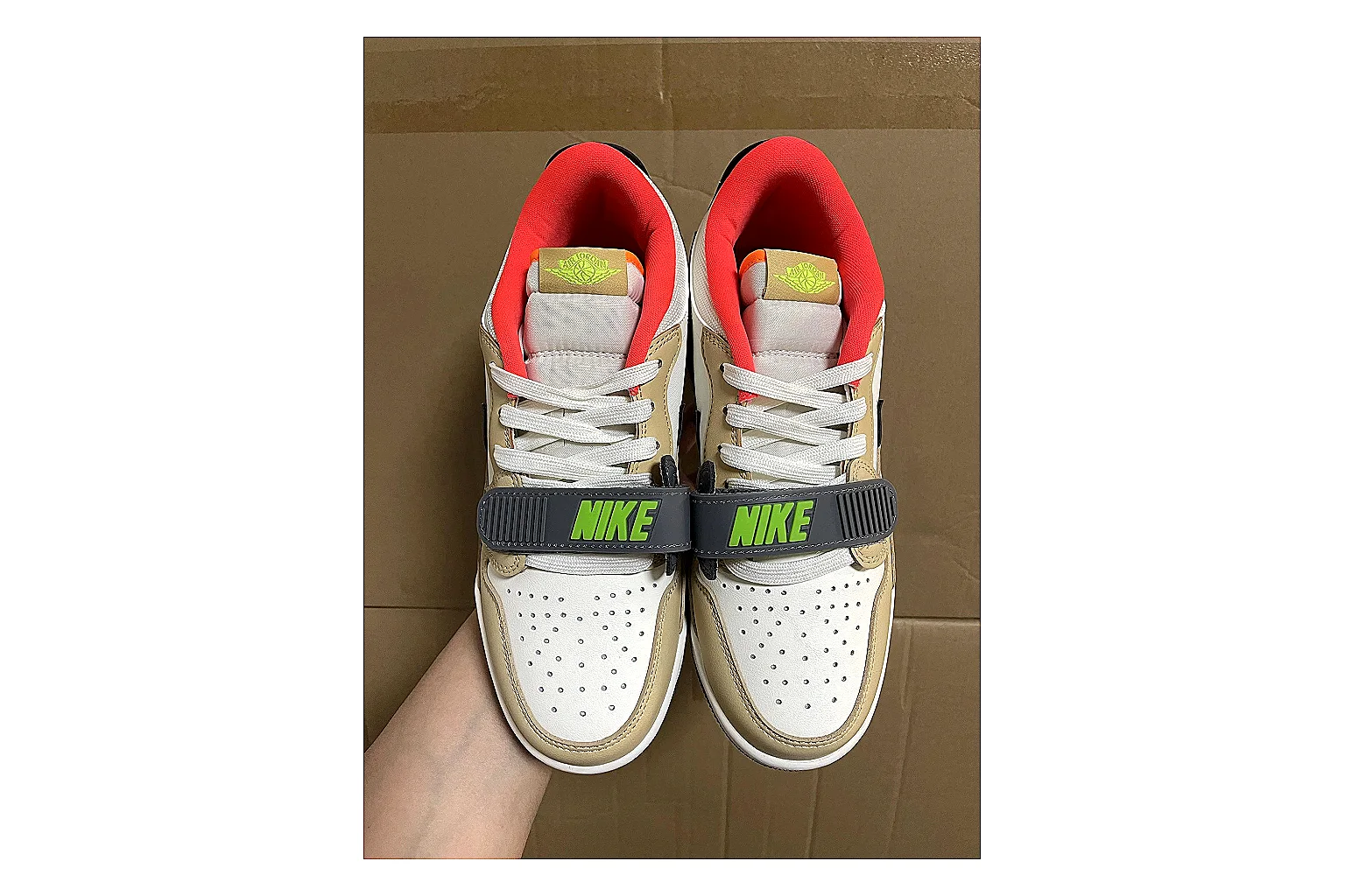 Jordan Air Jordan White Green Red QC reference photo showing white leather court upper, green and red accents, low basketball-retro shape, and classic sole thumbnail 5