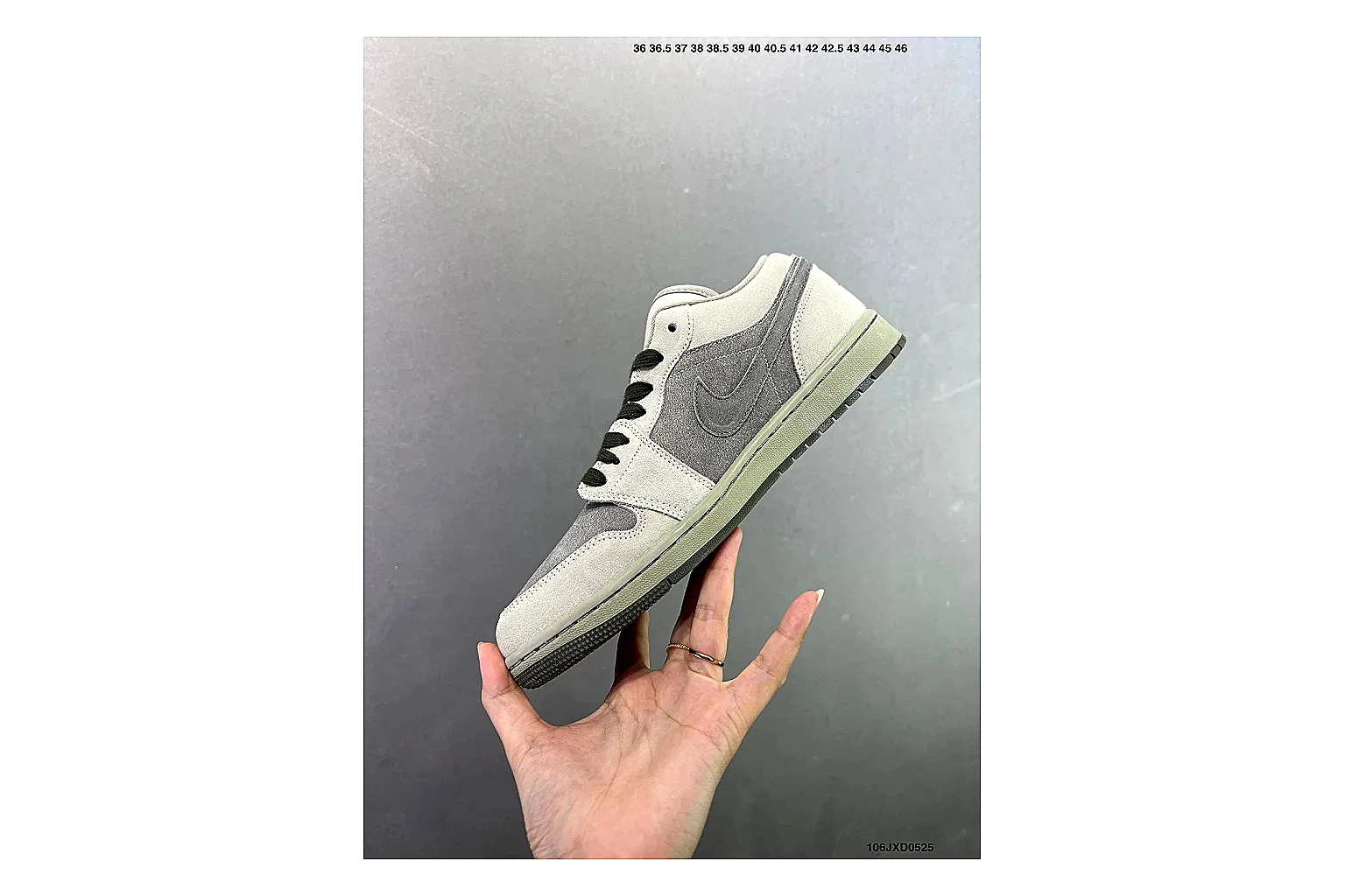 Jordan Air Jordan 1 Low Neutral Grey QC photo showing white leather upper, grey Swoosh, low-cut profile and light outsole for clean streetwear style thumbnail 6