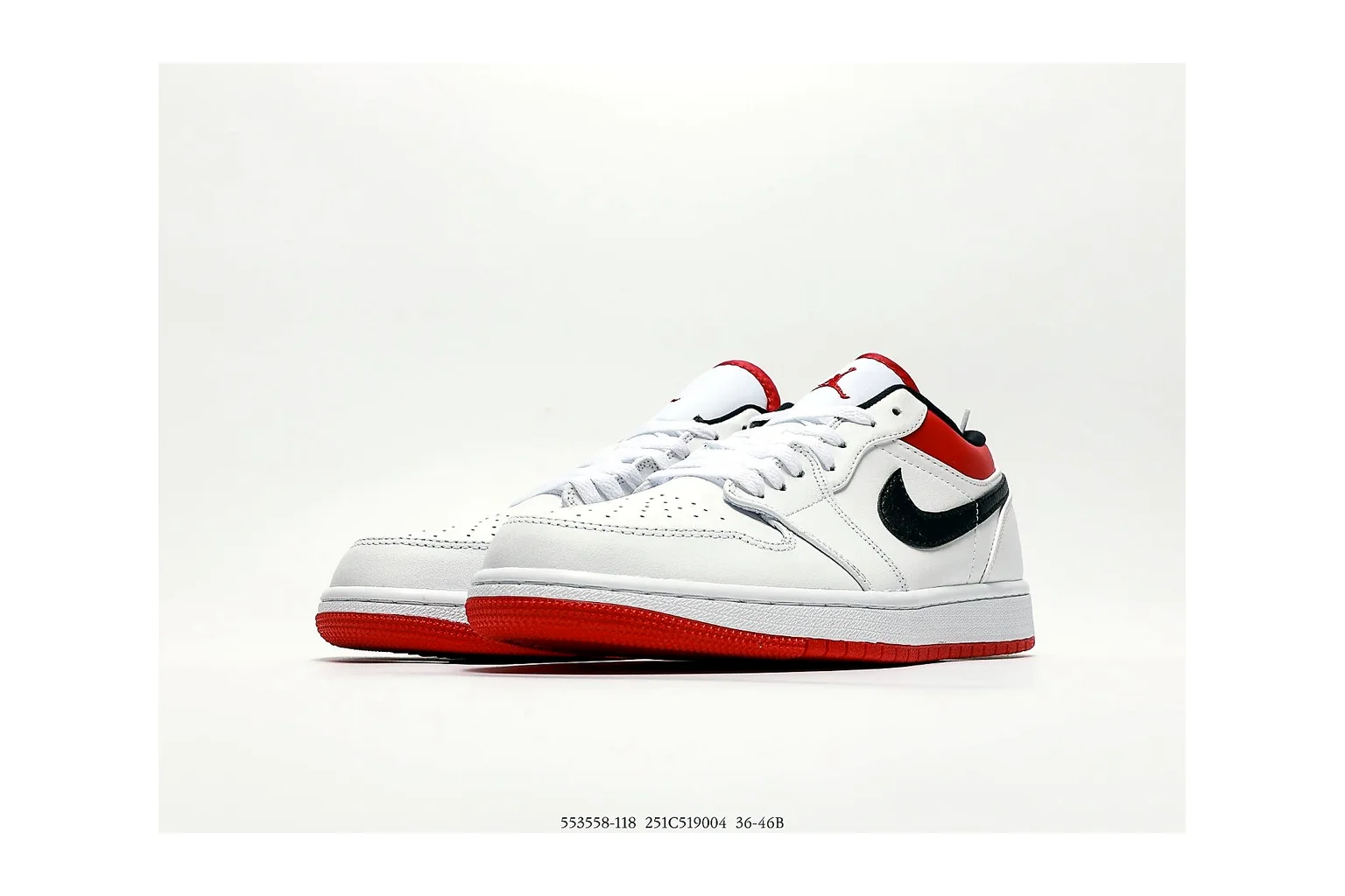 Jordan Air Jordan 1 Low White Red retro basketball low six photo view