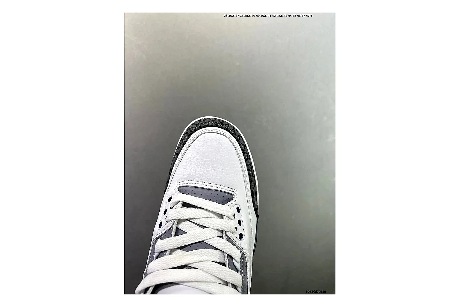 Jordan Air Jordan 3 Midnight Navy QC photo showing white leather upper, navy accents, elephant print panels and visible Air sole for retro sport style thumbnail 3