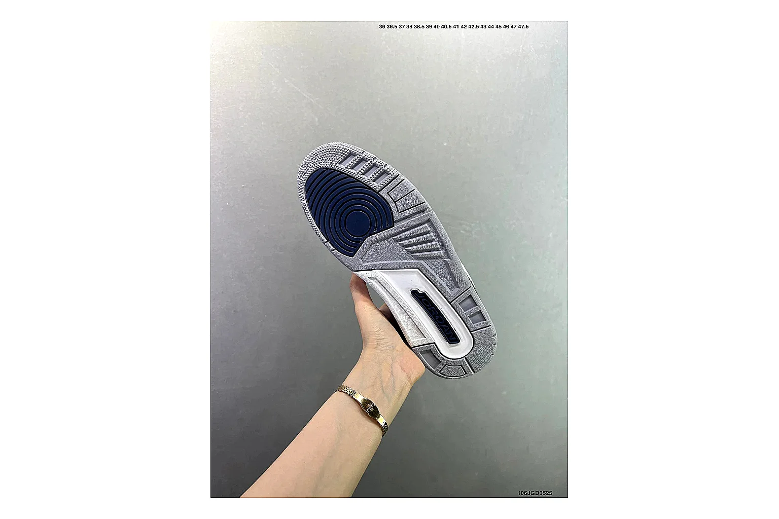 Jordan Air Jordan 3 Midnight Navy QC photo showing white leather upper, navy accents, elephant print panels and visible Air sole for retro sport style thumbnail 4