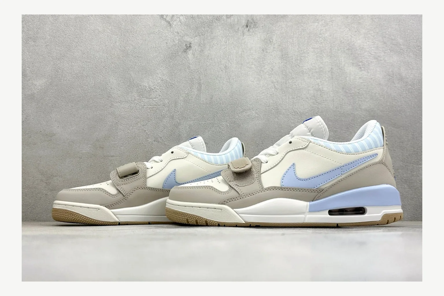 Jordan Air Jordan 4 Blue Sneaker QC photo showing white blue air jordan 4 retro with mixed-material upper and low-profile shape thumbnail 3