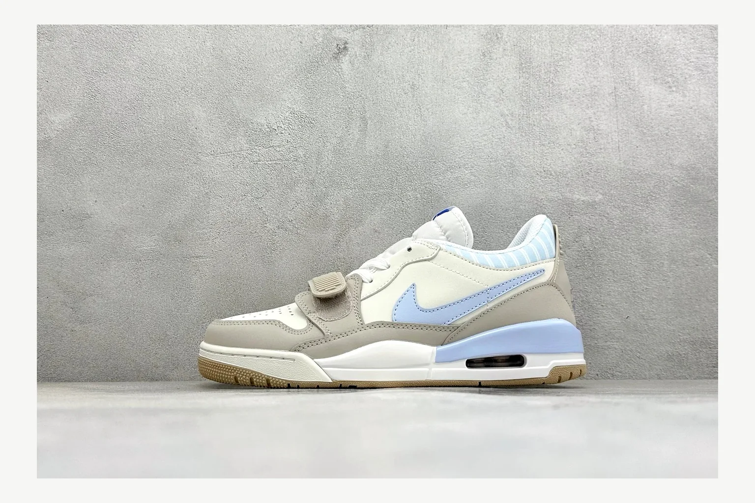 Jordan Air Jordan 4 Blue Sneaker QC photo showing white blue air jordan 4 retro with mixed-material upper and low-profile shape thumbnail 5
