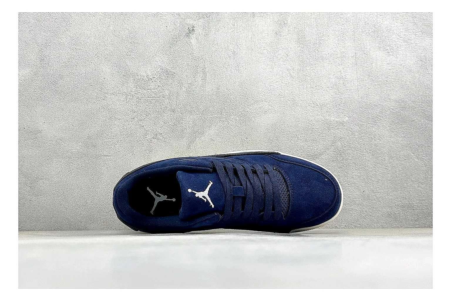 Jordan Flight Navy Suede QC reference photo showing navy suede upper, low court silhouette, cream sole, and soft retro basketball profile thumbnail 6