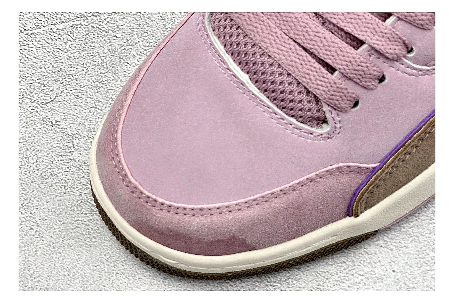 Jordan Flight Purple Suede QC reference photo showing purple suede upper, low court silhouette, cream sole, and soft retro basketball styling thumbnail 4