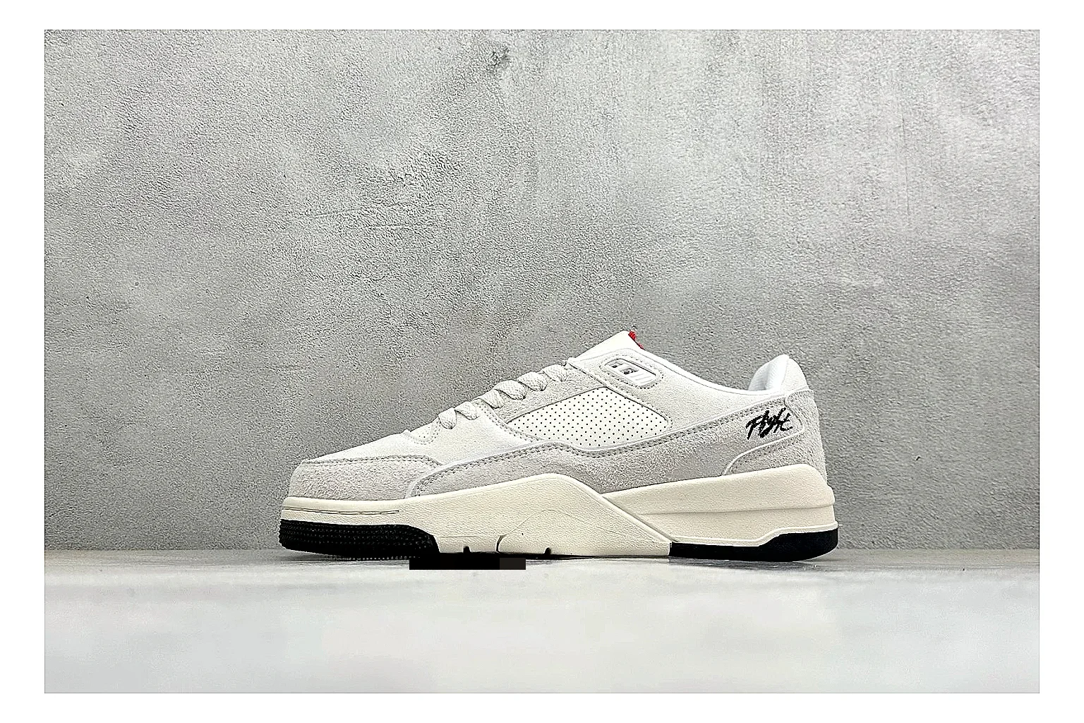 Jordan Flight White QC reference photo showing white low court upper, cream sole, simple Jordan styling, and soft retro basketball profile