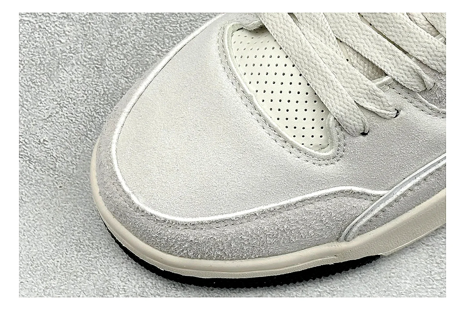 Jordan Flight White QC reference photo showing white low court upper, cream sole, simple Jordan styling, and soft retro basketball profile thumbnail 4