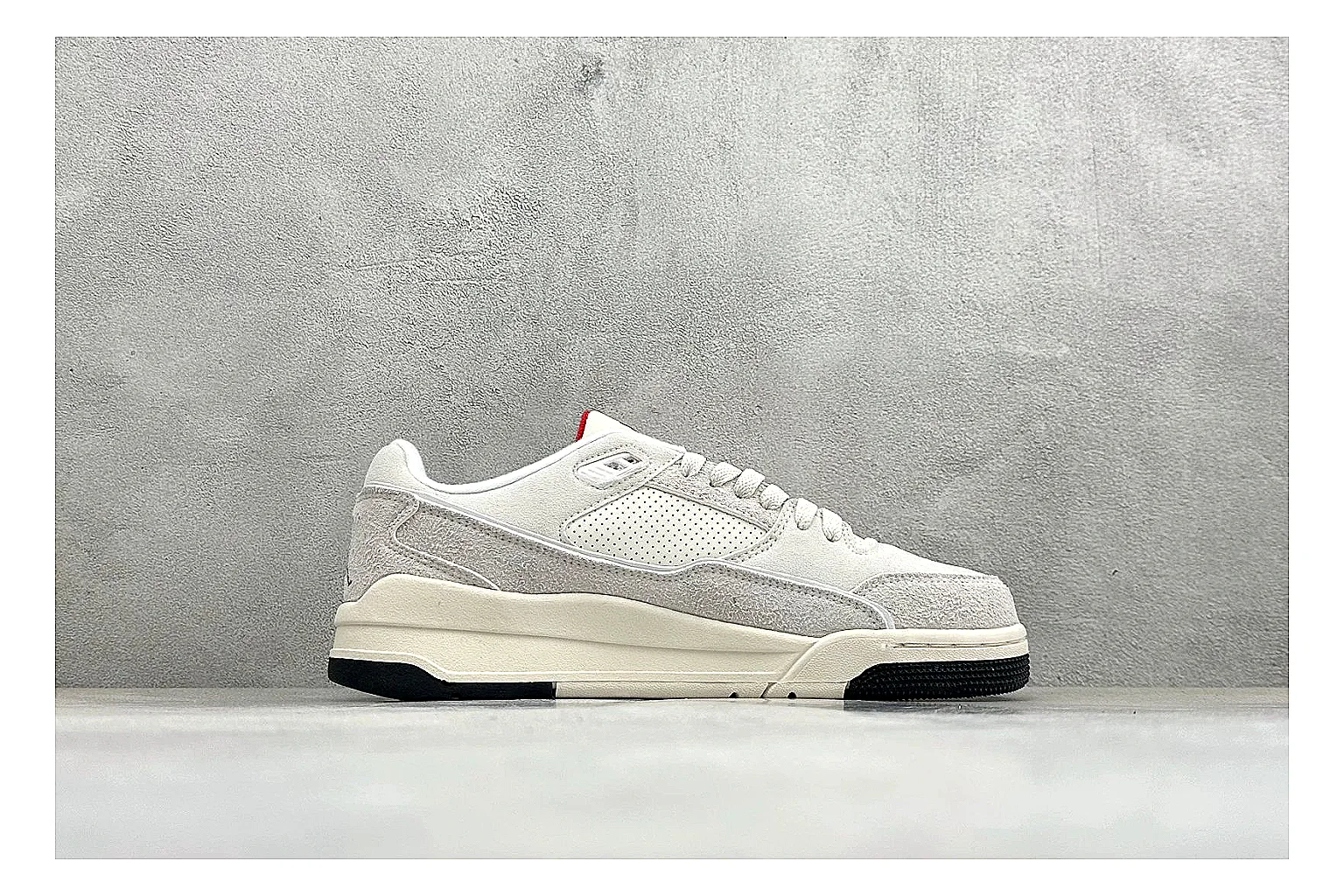 Jordan Flight White QC reference photo showing white low court upper, cream sole, simple Jordan styling, and soft retro basketball profile thumbnail 5