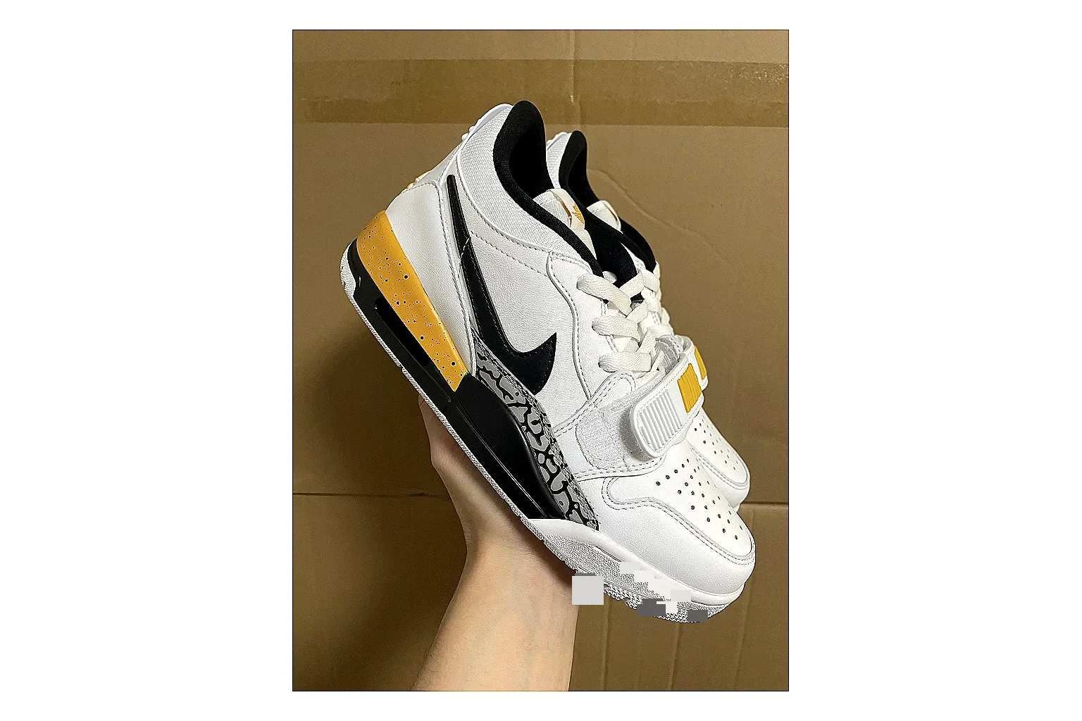 Jordan Retro Court White Yellow QC reference photo showing white leather low-top upper, yellow accents, basketball-retro shape, and clean court sole