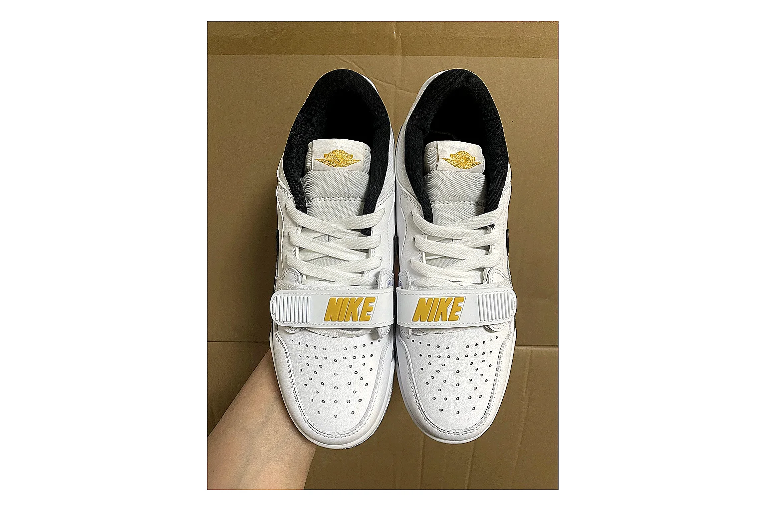 Jordan Retro Court White Yellow QC reference photo showing white leather low-top upper, yellow accents, basketball-retro shape, and clean court sole thumbnail 5