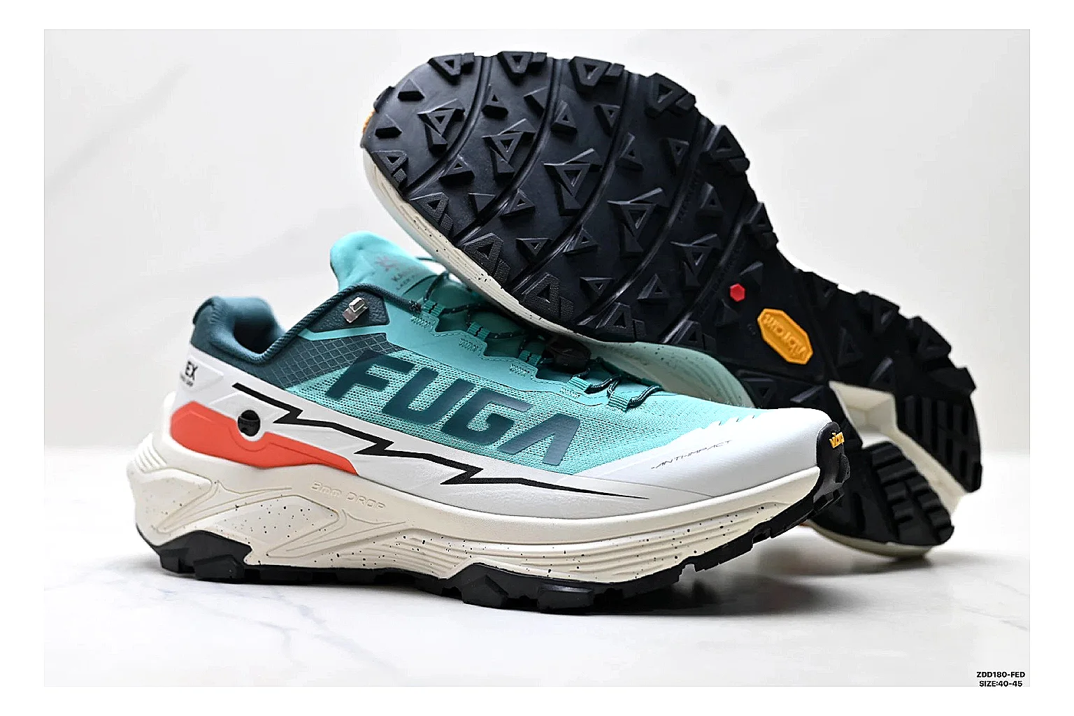 Kailas Fuga Aqua White Sneakers QC photo reference showing aqua white outdoor running shoes with mesh texture, side-profile shape, upper panel lines, and outsole detail thumbnail 4