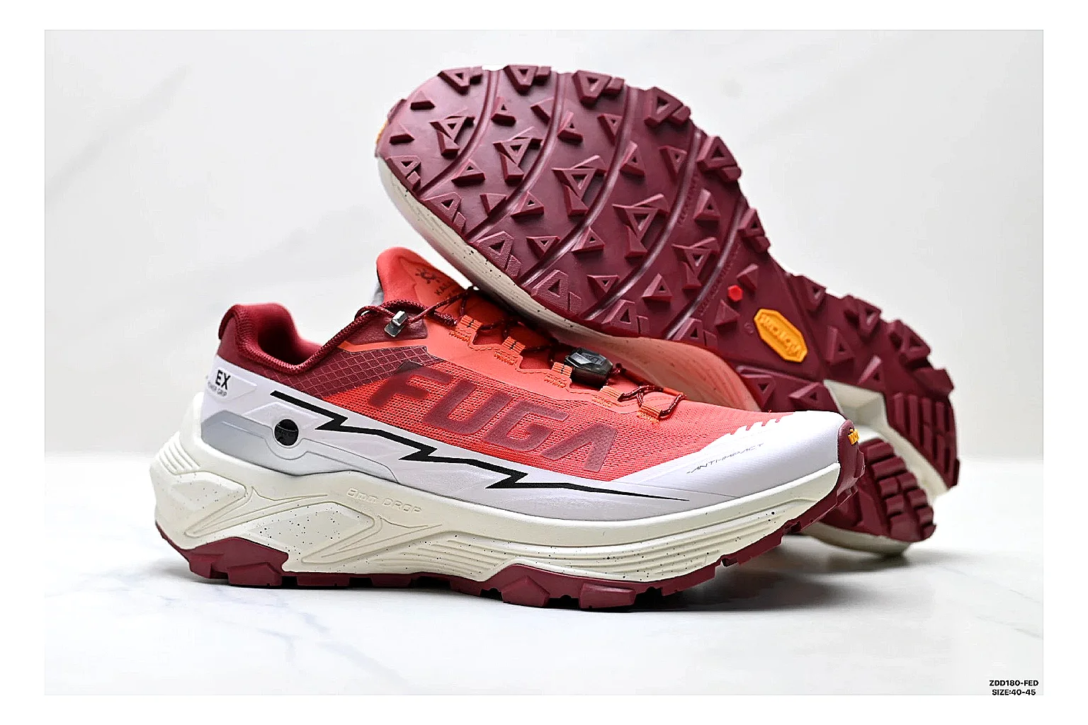 Kailas Fuga Coral White Sneakers QC photo reference showing coral white outdoor running shoes with mesh texture, side-profile shape, upper panel lines, and outsole detail thumbnail 4