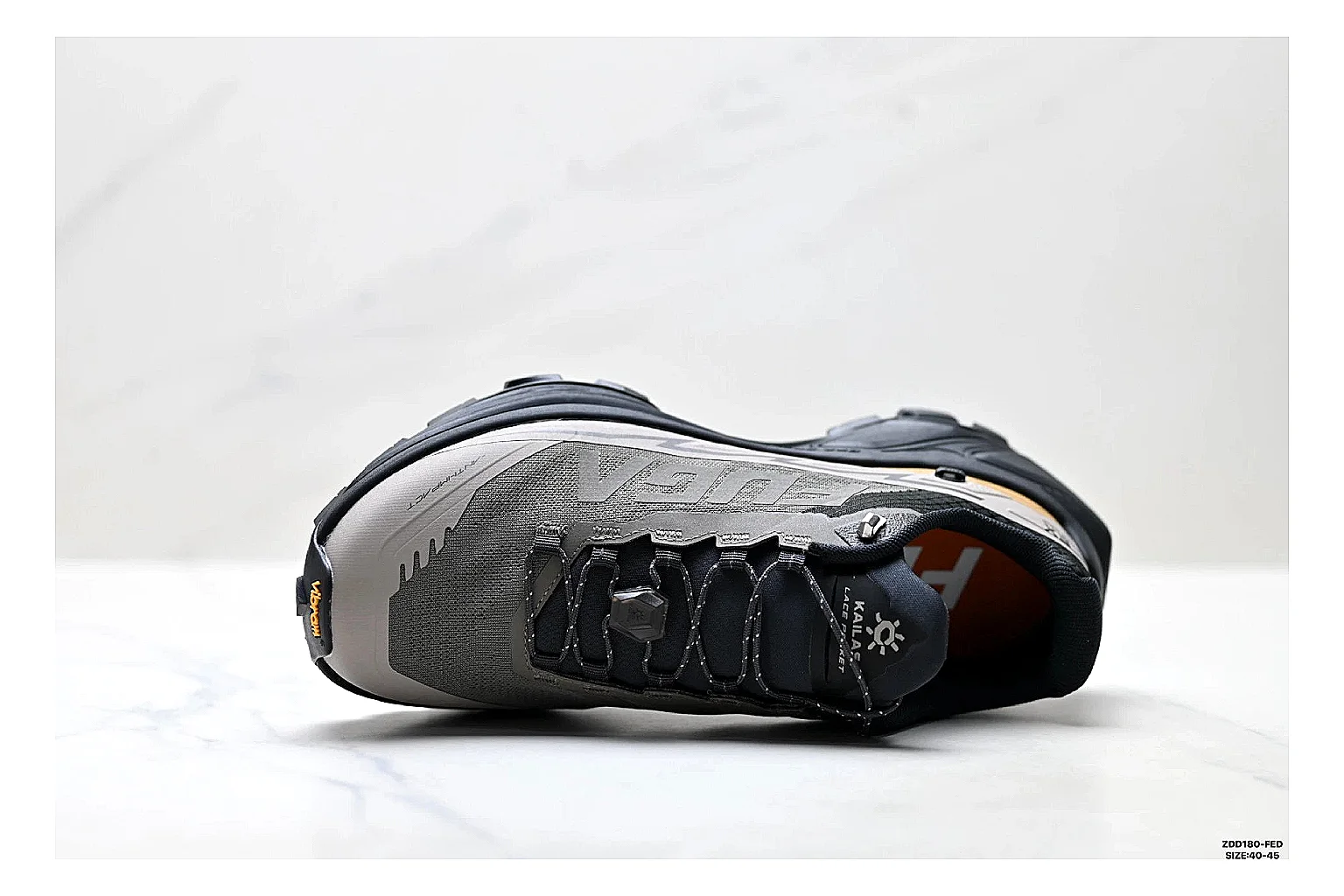 Kailas Fuga Gray Gold Sneakers QC photo reference showing gray gold outdoor running shoes with mesh texture, side-profile shape, upper panel lines, and outsole detail thumbnail 6