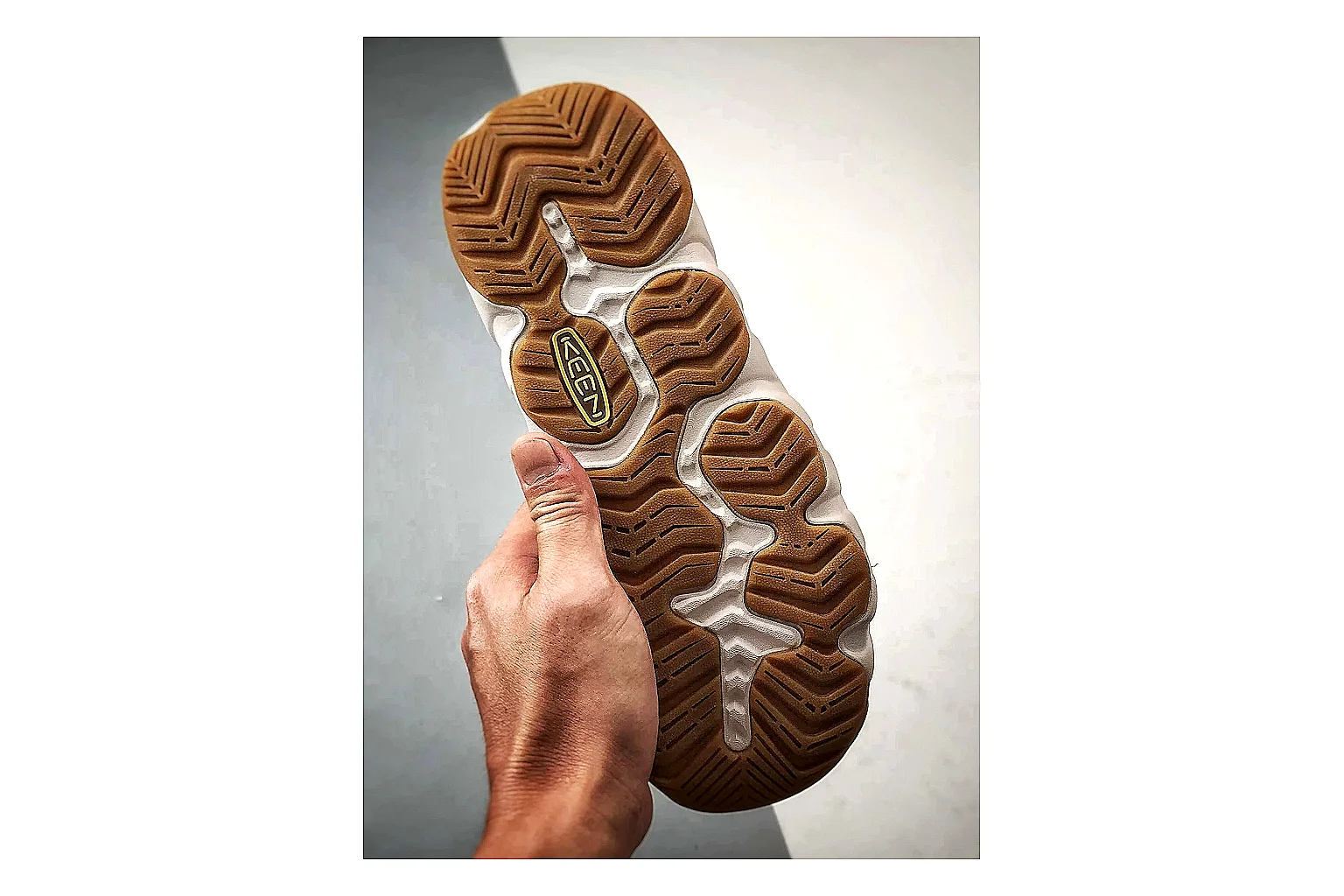 KEEN Jasper Sandal Beige Taupe QC reference photo showing beige taupe suede-mesh upper, outdoor sandal openings, protective toe area, and trail-casual sole thumbnail 4
