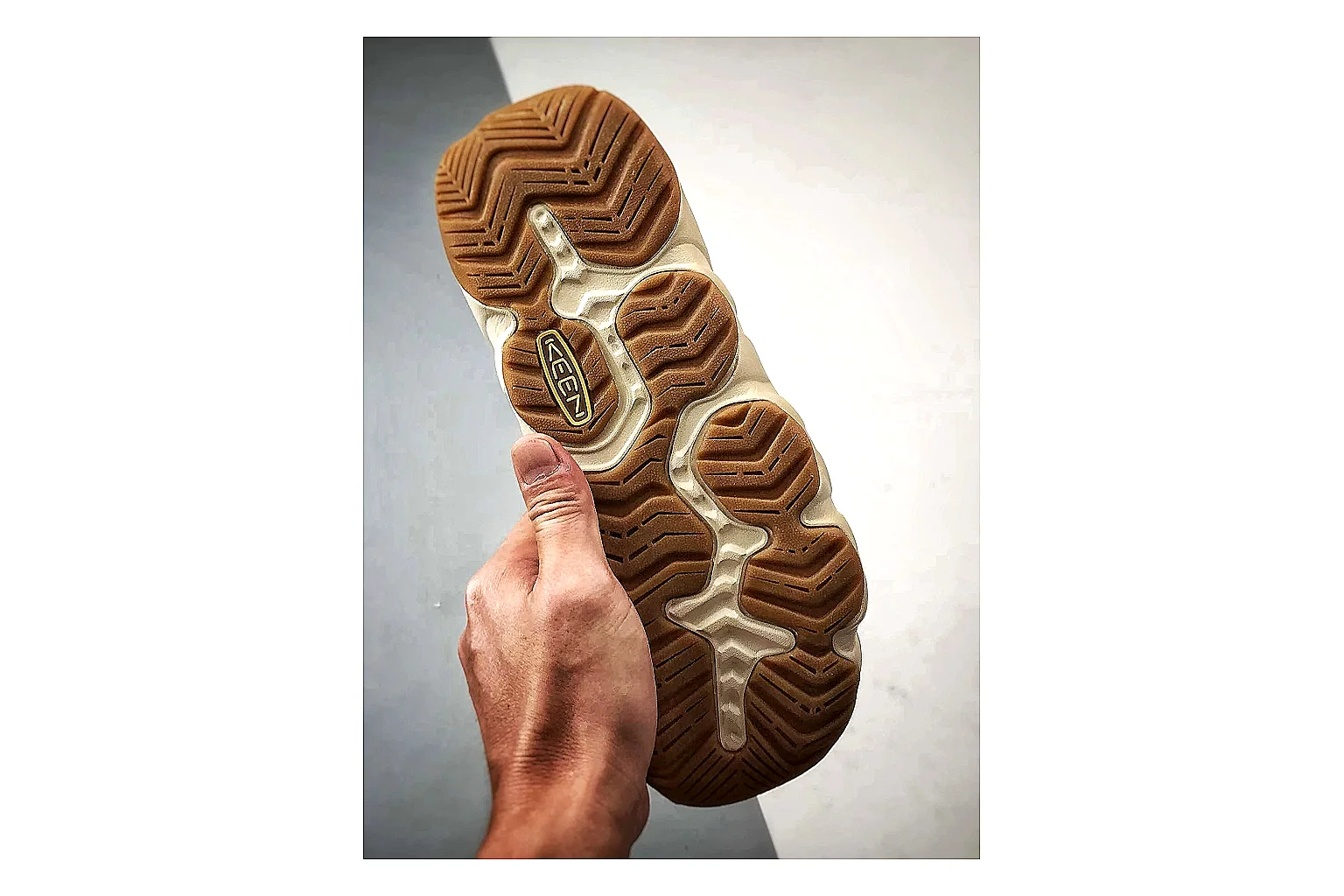 KEEN Jasper Sandal Beige Taupe QC reference photo showing beige taupe suede-mesh upper, outdoor sandal shape, protective toe area, and trail-casual sole thumbnail 4