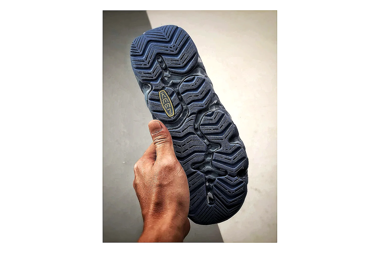 KEEN Jasper Sandal Blue Gray QC reference photo showing blue gray suede-mesh upper, outdoor sandal silhouette, protective toe area, and trail-casual sole thumbnail 4