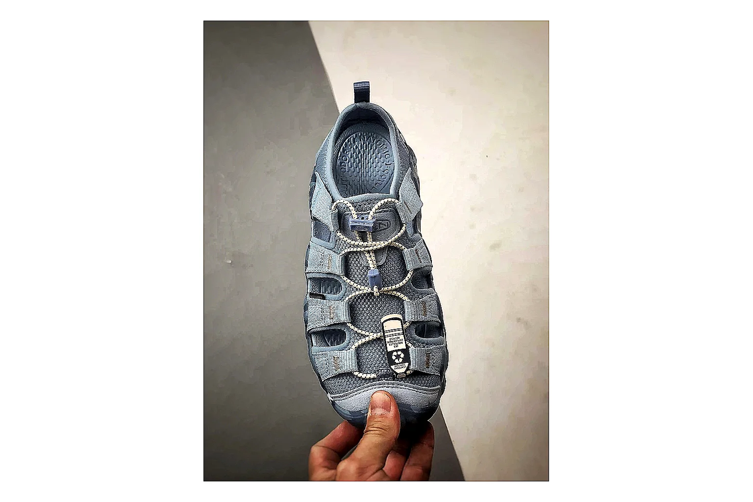 KEEN Jasper Sandal Blue Gray QC reference photo showing blue gray suede-mesh upper, outdoor sandal silhouette, protective toe area, and trail-casual sole thumbnail 5