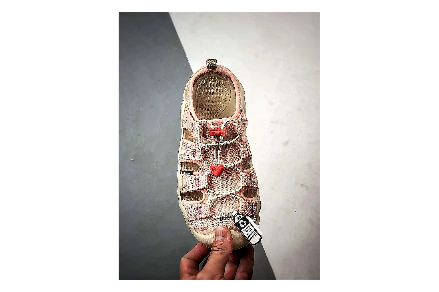 KEEN Jasper Sandal Cream Red QC reference photo showing cream red suede-mesh upper, outdoor sandal openings, protective toe area, and rugged sole thumbnail 5