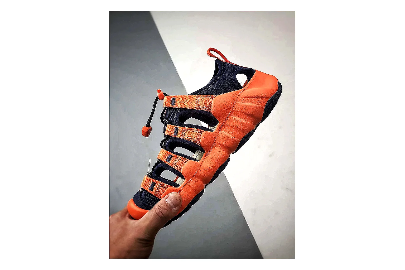KEEN Jasper Sandal Orange Black QC reference photo showing orange black suede-mesh upper, protective sandal structure, outdoor toe coverage, and rugged sole
