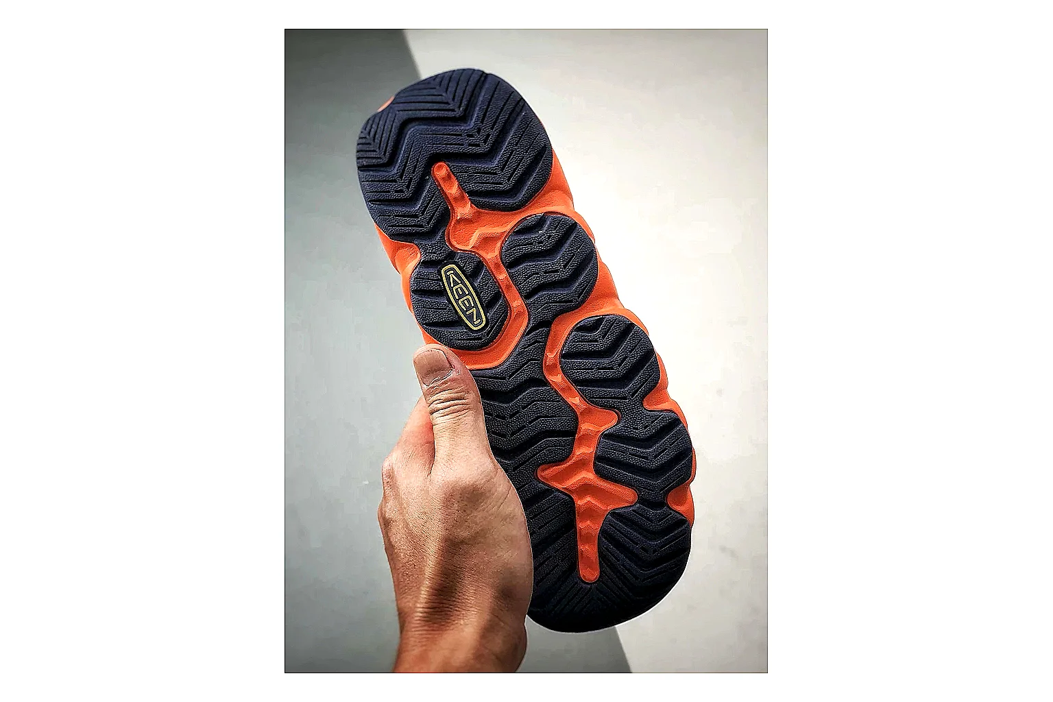 KEEN Jasper Sandal Orange Black QC reference photo showing orange black suede-mesh upper, protective sandal structure, outdoor toe coverage, and rugged sole thumbnail 4
