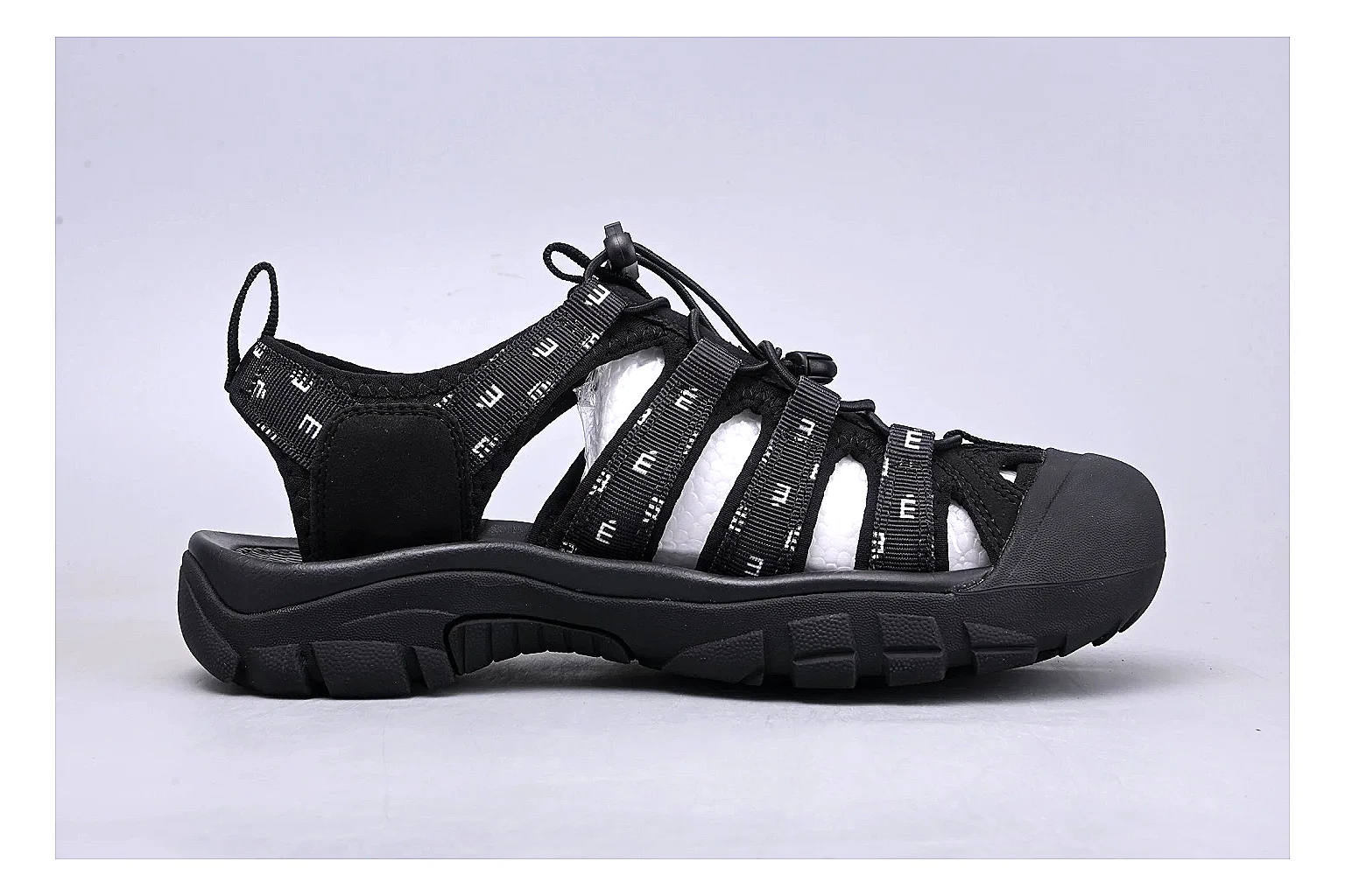 KEEN Zerraport Black Sandal QC photo showing black zerraport outdoor sandal with mixed upper and sandal shape thumbnail 5