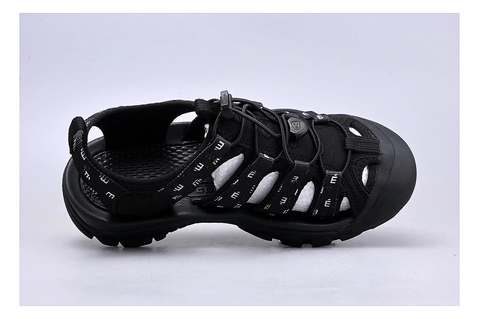 KEEN Zerraport Black Sandal QC photo showing black zerraport outdoor sandal with mixed upper and sandal shape thumbnail 6