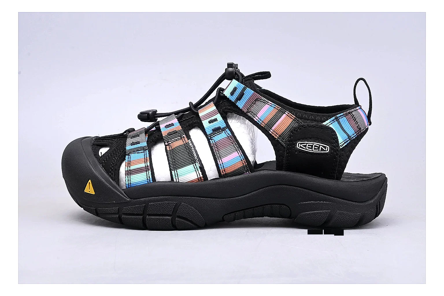 KEEN Zerraport Black Iridescent QC photo showing black iridescent zerraport outdoor sandal with mixed upper and sandal shape