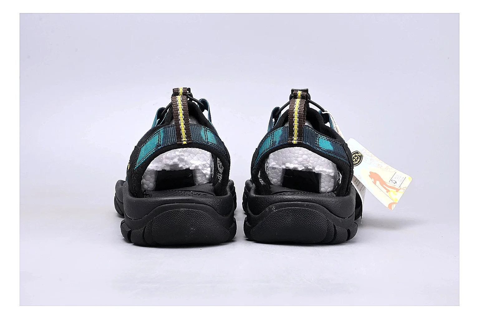 KEEN Zerraport Black Teal Sandal QC photo showing black teal zerraport outdoor sandal with mixed upper and sandal shape