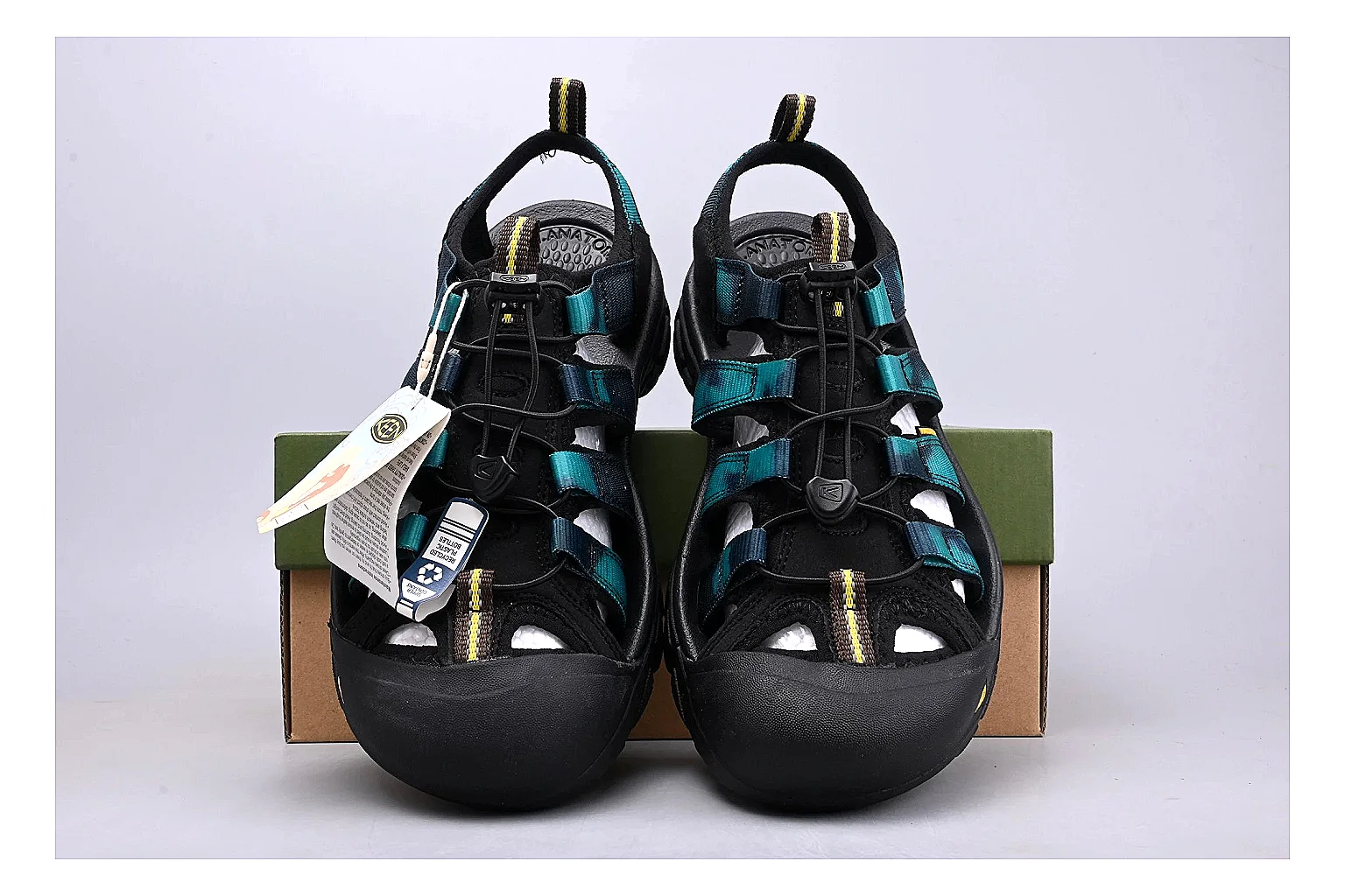 KEEN Zerraport Black Teal Sandal QC photo showing black teal zerraport outdoor sandal with mixed upper and sandal shape thumbnail 3