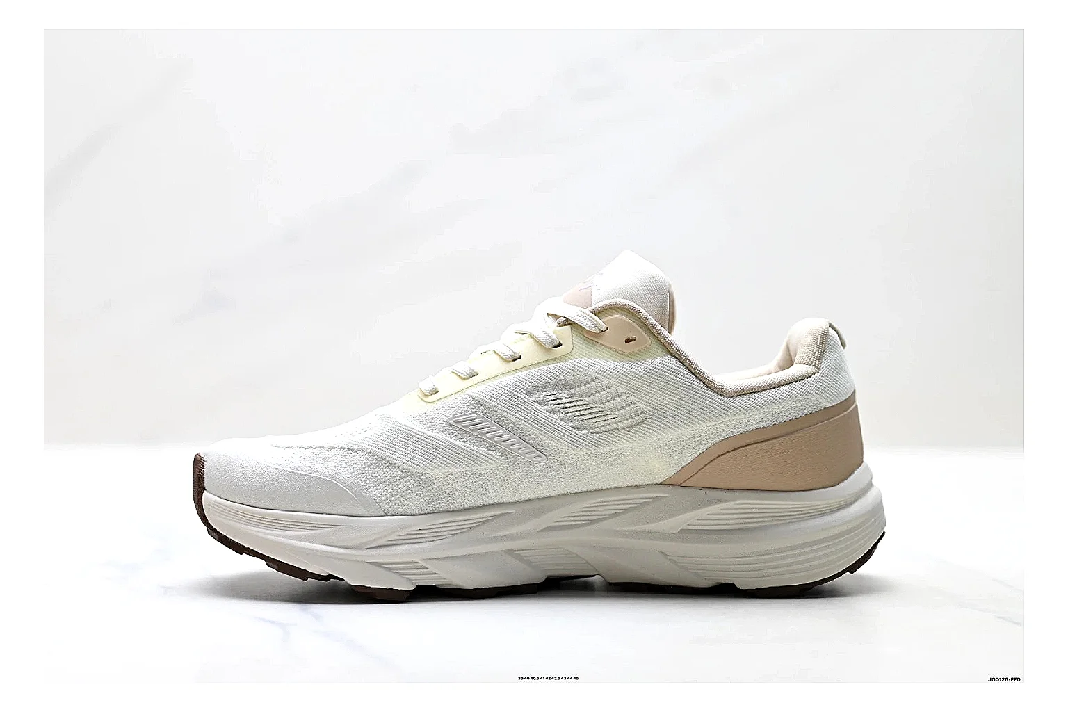KOLON SPORT Krus V White Tan Sneakers QC photo reference showing white tan outdoor sneakers with mesh-leather texture, side-profile shape, upper panel lines, and outsole detail thumbnail 5
