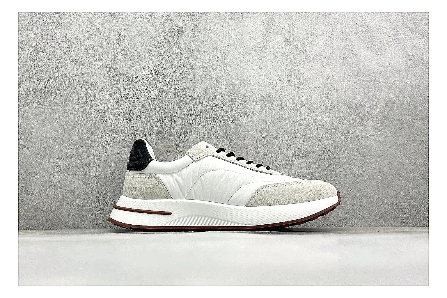 Loro Piana Week-End White QC reference image showing white leather upper, gum outsole, low clean profile, and restrained casual detailing thumbnail 5