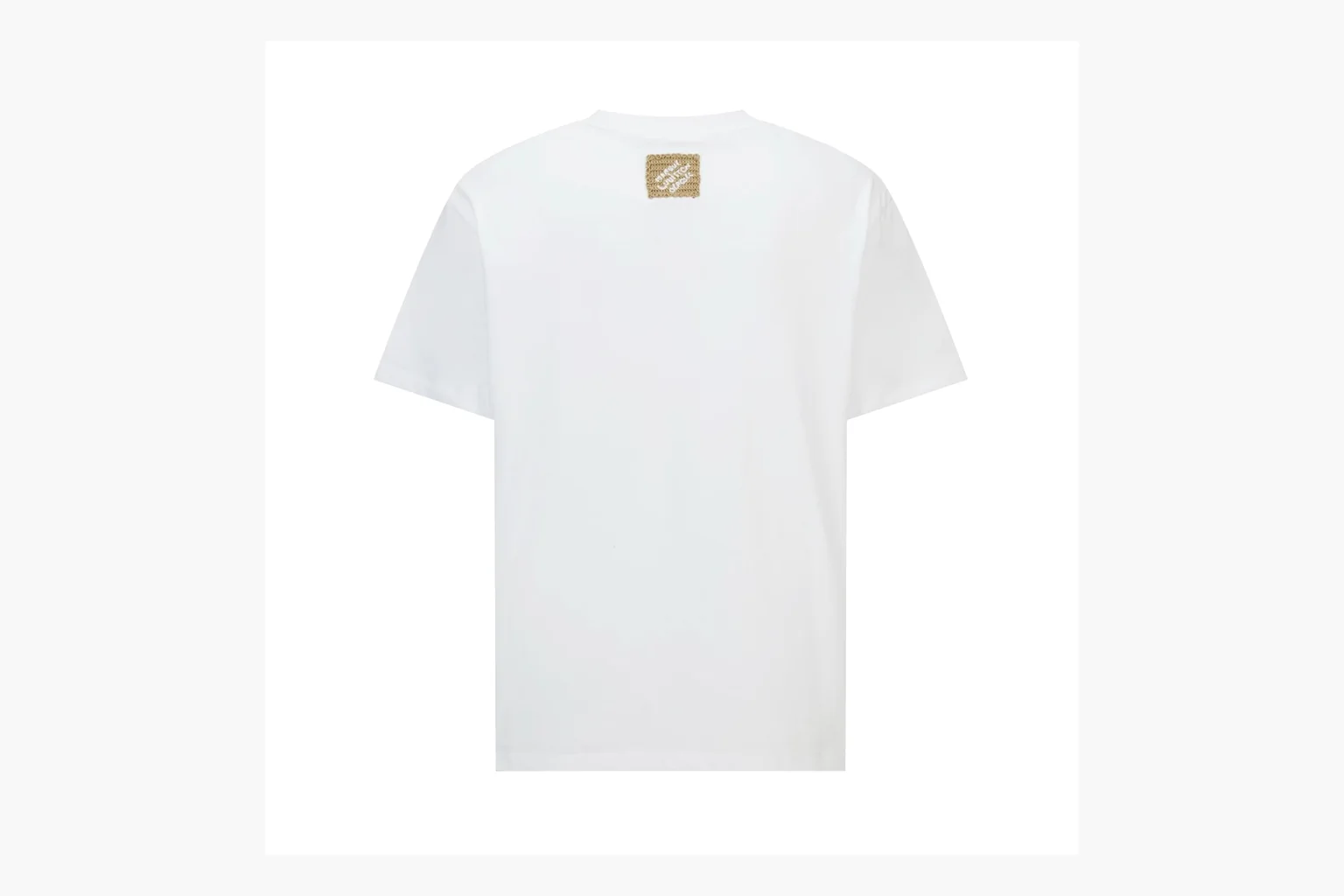 White LV raffia rope logo tee QC photo with embroidery thumbnail 5