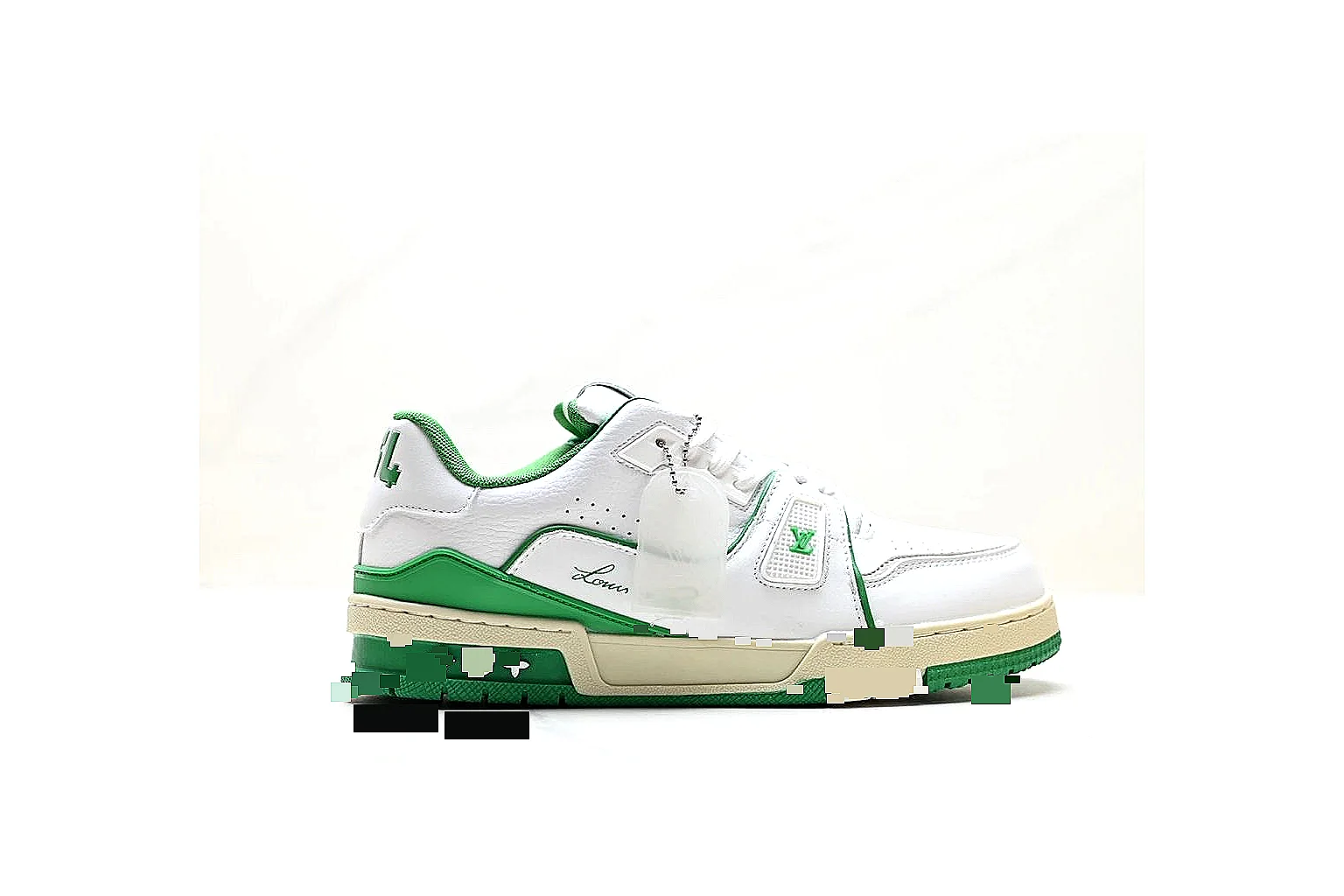 kakoqclab.com Louis Vuitton Lv Trainer White Green QC photo checklist six-photo gallery thumbnail 2