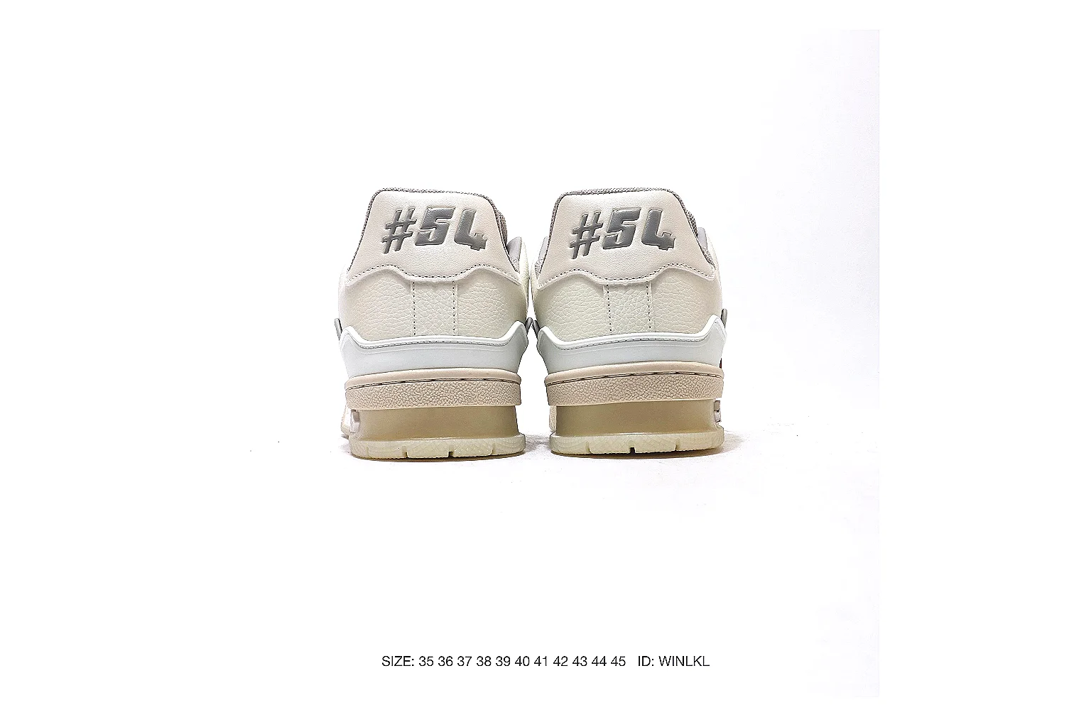 Louis Vuitton Trainer Cream Beige Sneaker 5190 QC angle reference with side and outsole views thumbnail 3