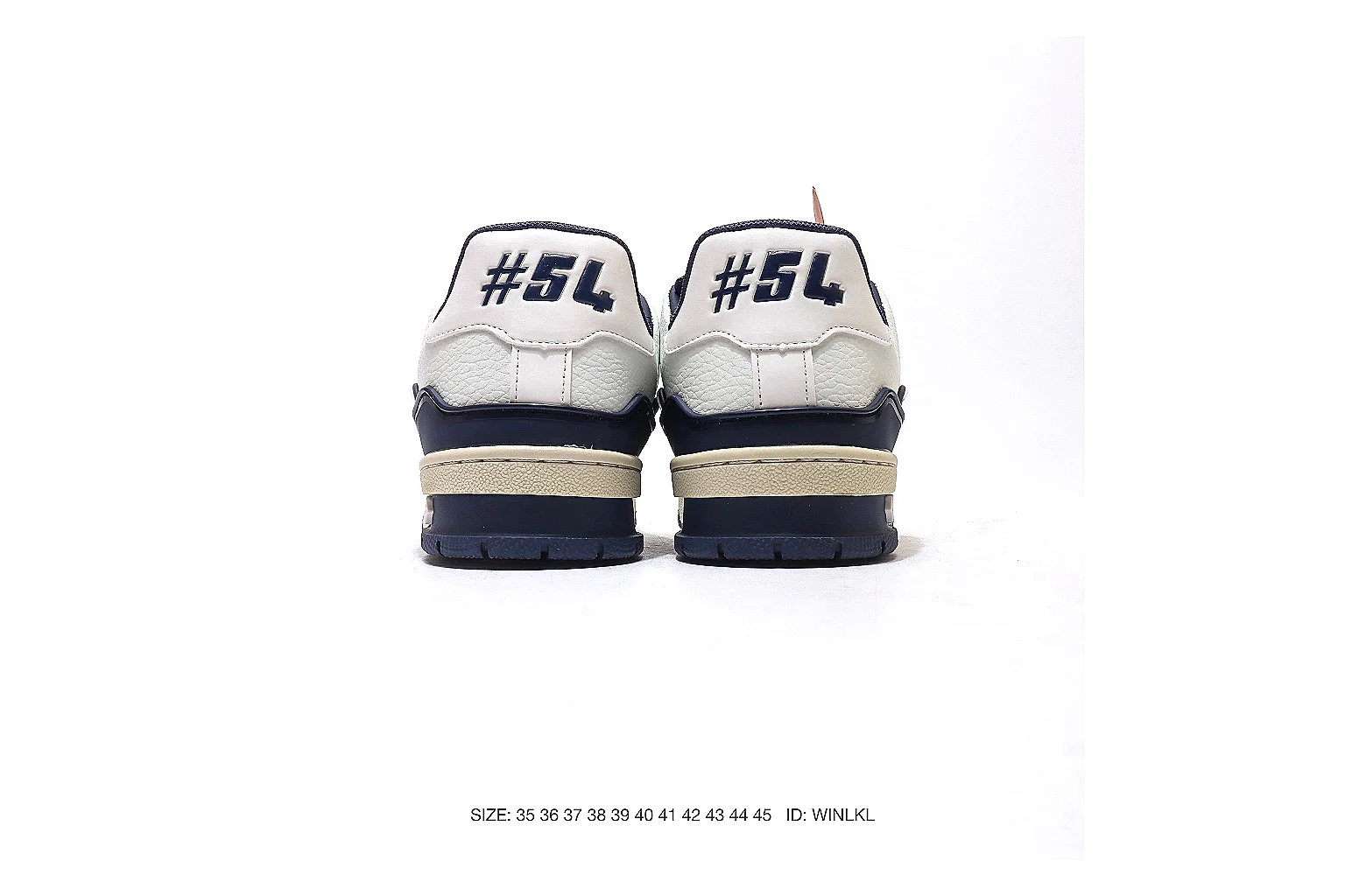 Louis Vuitton Trainer White Navy Sneaker 5182 QC angle reference with side and outsole views thumbnail 3