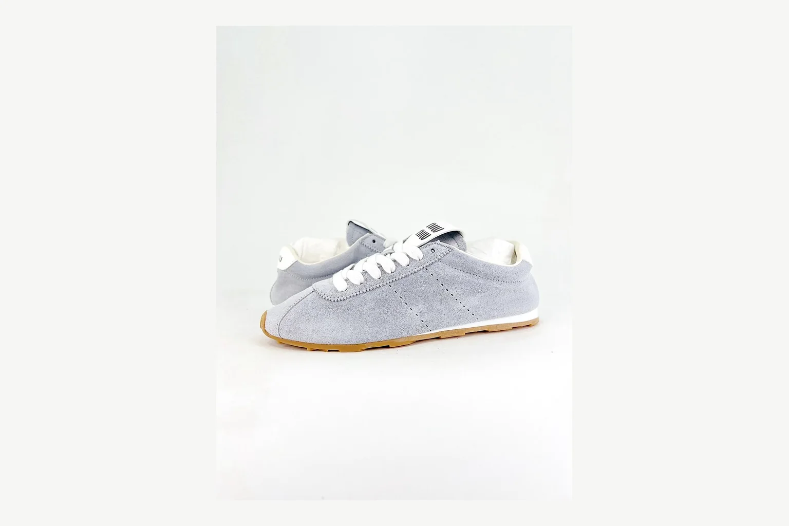 Miu Miu Grey Low Sneaker QC photo showing grey fashion low-top with mixed-material upper and low-profile shape