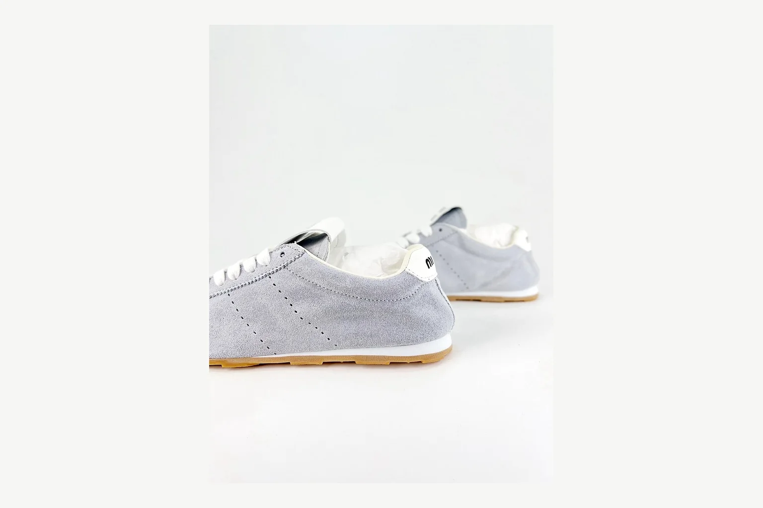 Miu Miu Grey Low Sneaker QC photo showing grey fashion low-top with mixed-material upper and low-profile shape thumbnail 4
