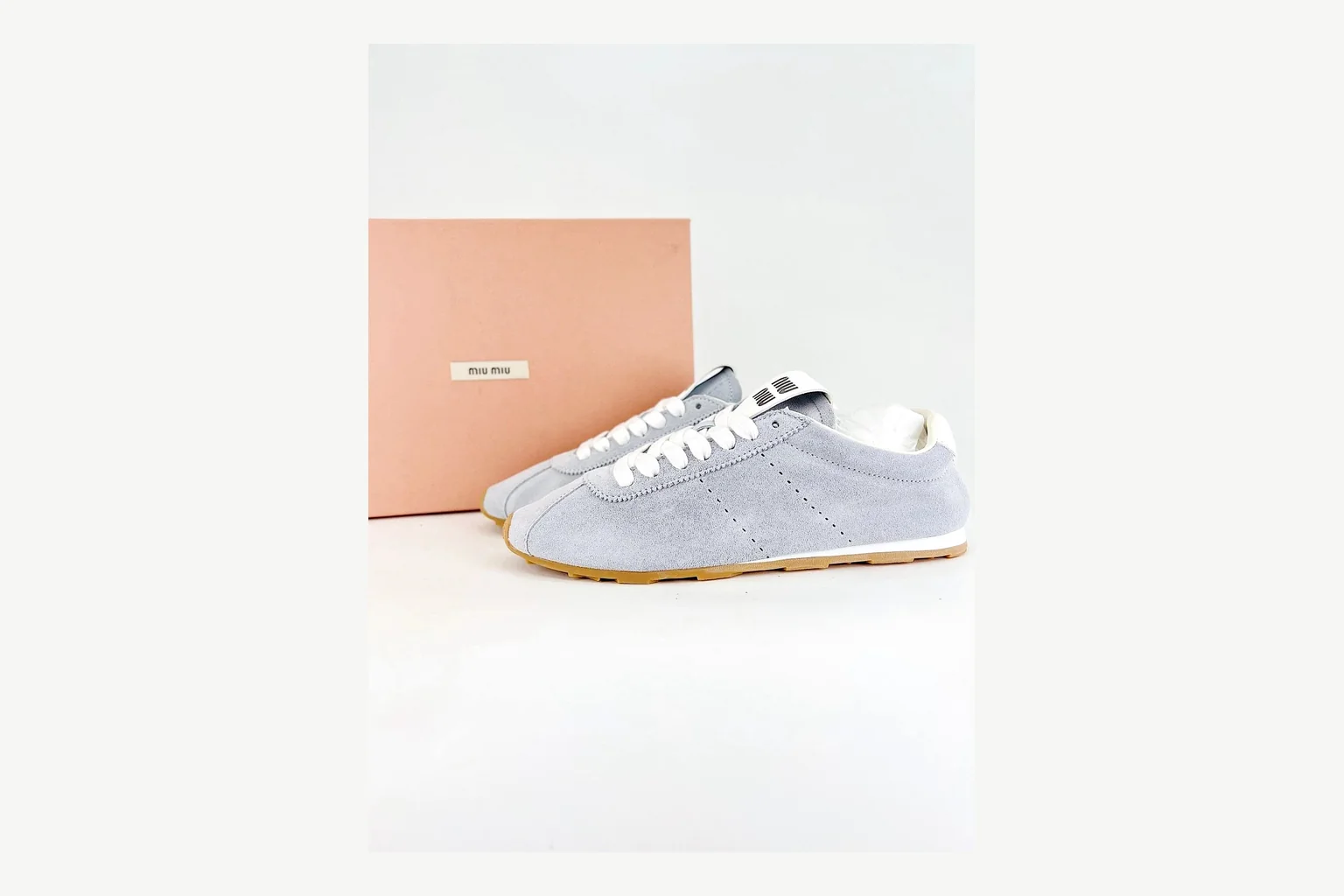 Miu Miu Grey Low Sneaker QC photo showing grey fashion low-top with mixed-material upper and low-profile shape thumbnail 5