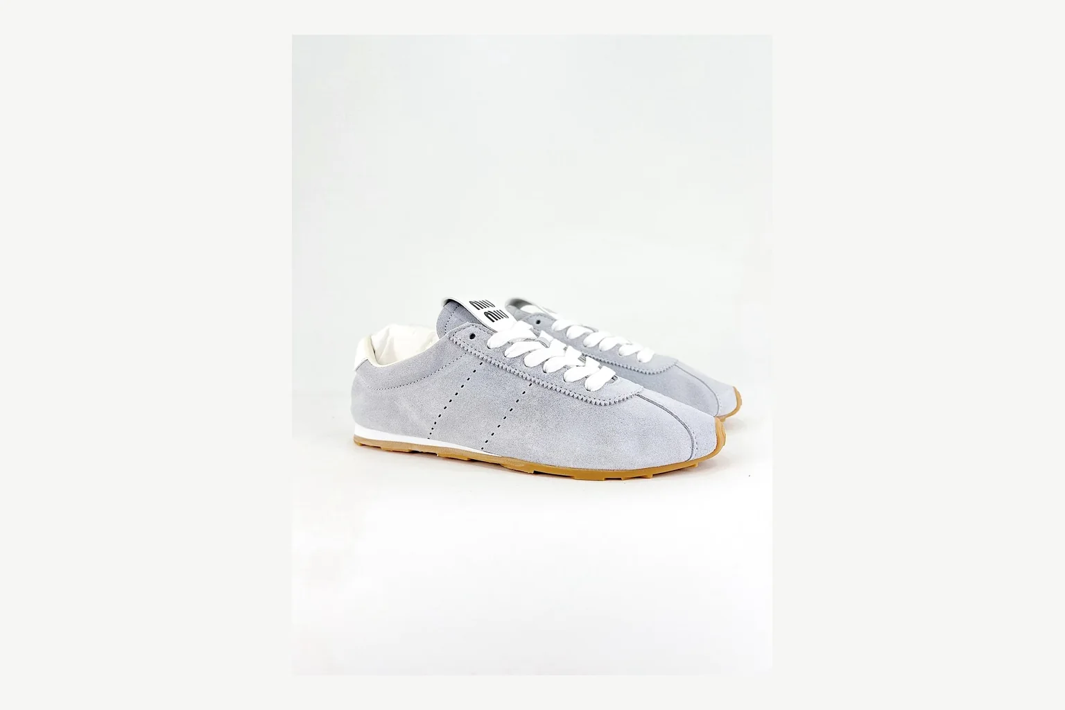 Miu Miu Grey Low Sneaker QC photo showing grey fashion low-top with mixed-material upper and low-profile shape thumbnail 6