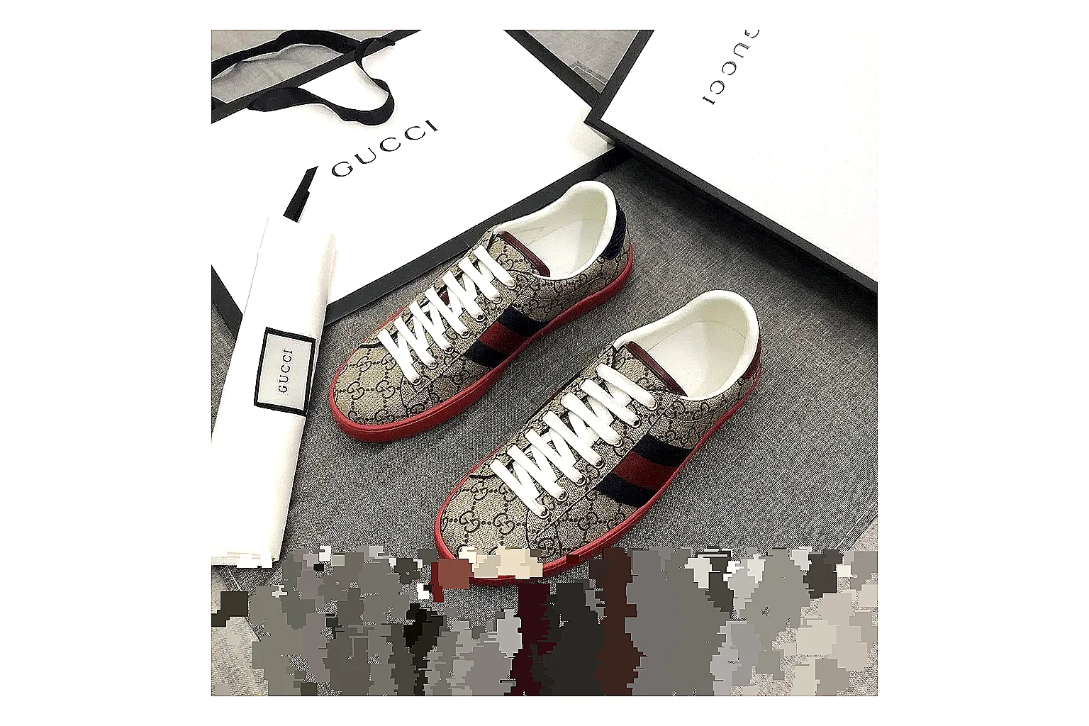 kakoqclab.com Miu Miu Lace Up Low Gray Red QC photo checklist six-photo gallery thumbnail 2