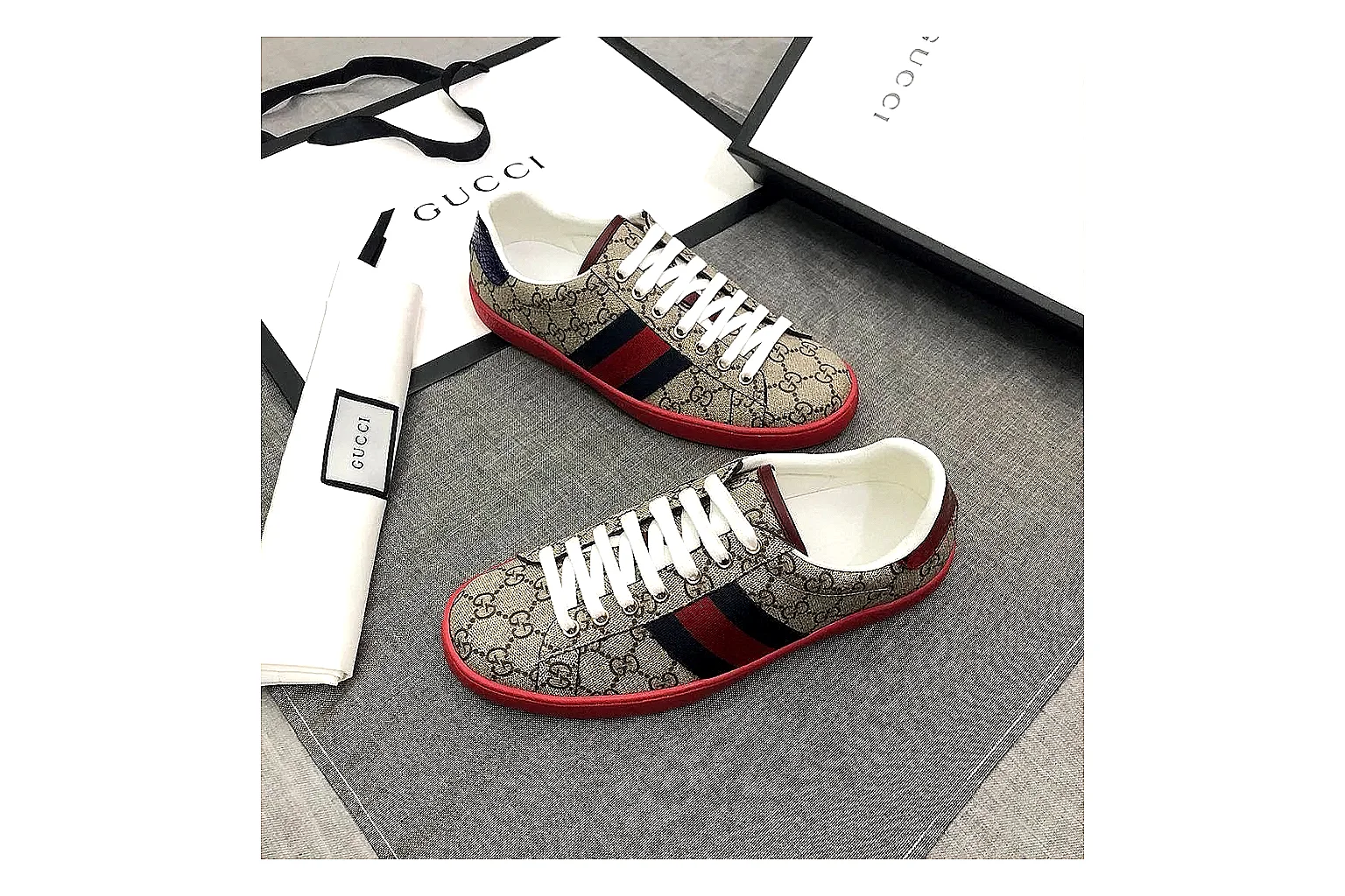 kakoqclab.com Miu Miu Lace Up Low Gray Red QC photo checklist six-photo gallery thumbnail 3