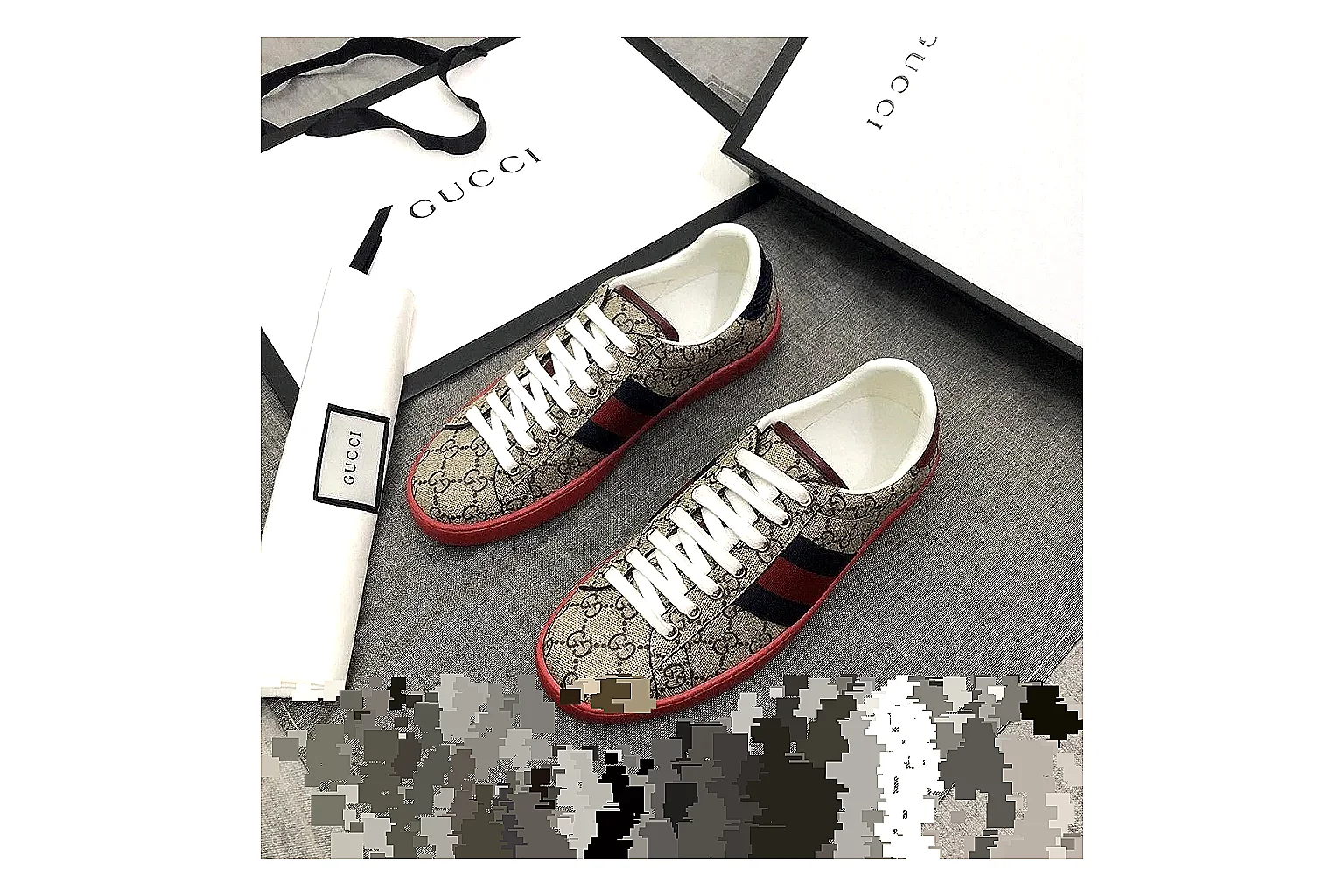 kakoqclab.com Miu Miu Lace Up Low Gray Red QC photo checklist six-photo gallery thumbnail 2