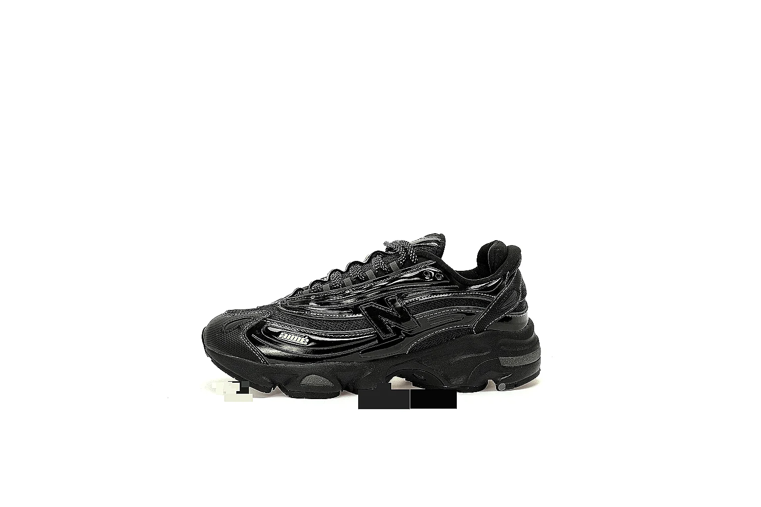 Six-angle QC gallery of black New Balance 1000 with side, top, heel, toe and outsole views thumbnail 2